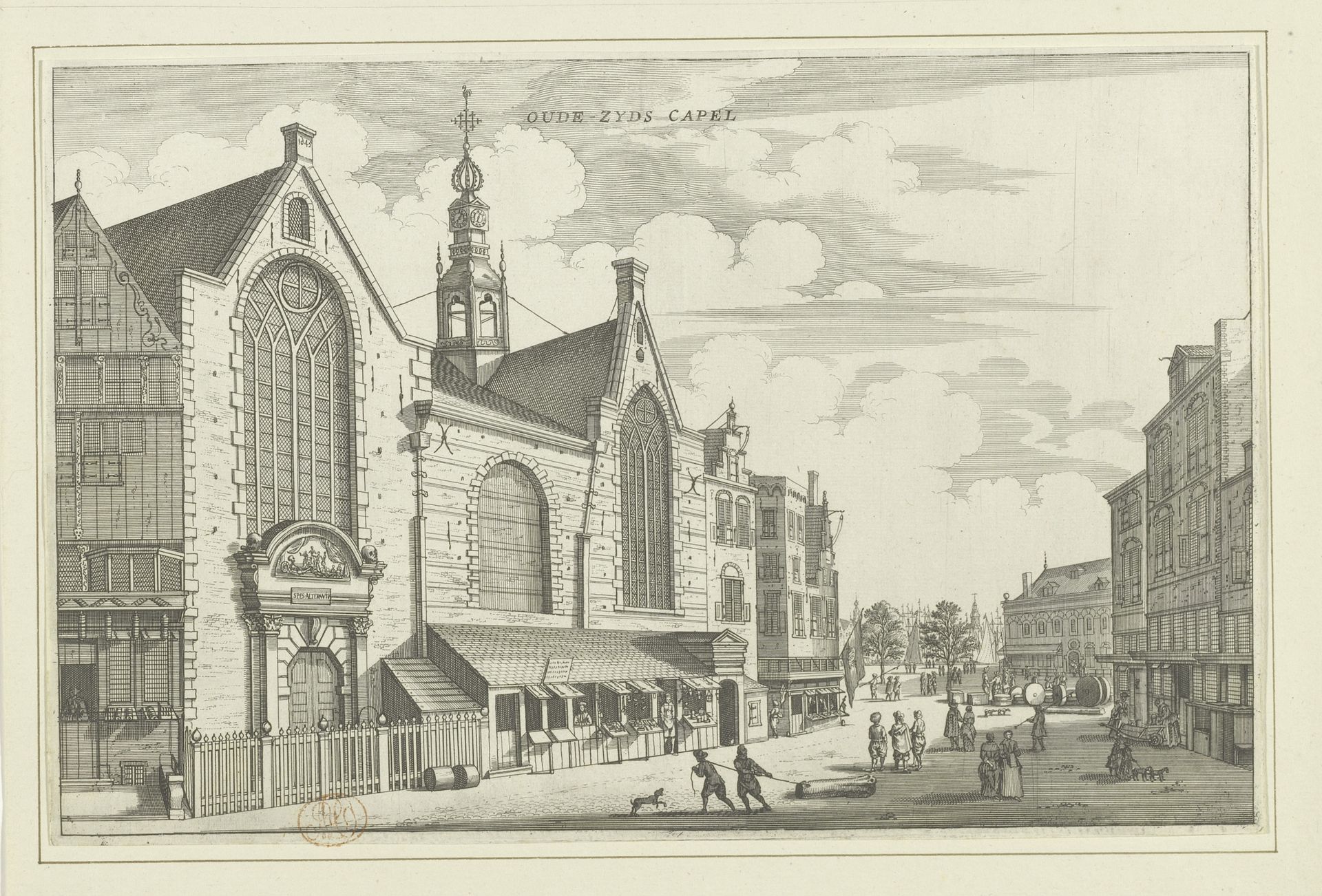 Gezicht op de Sint-Olofskapel (Oudezijds Kapel) te Amsterdam by Jacob van Meurs