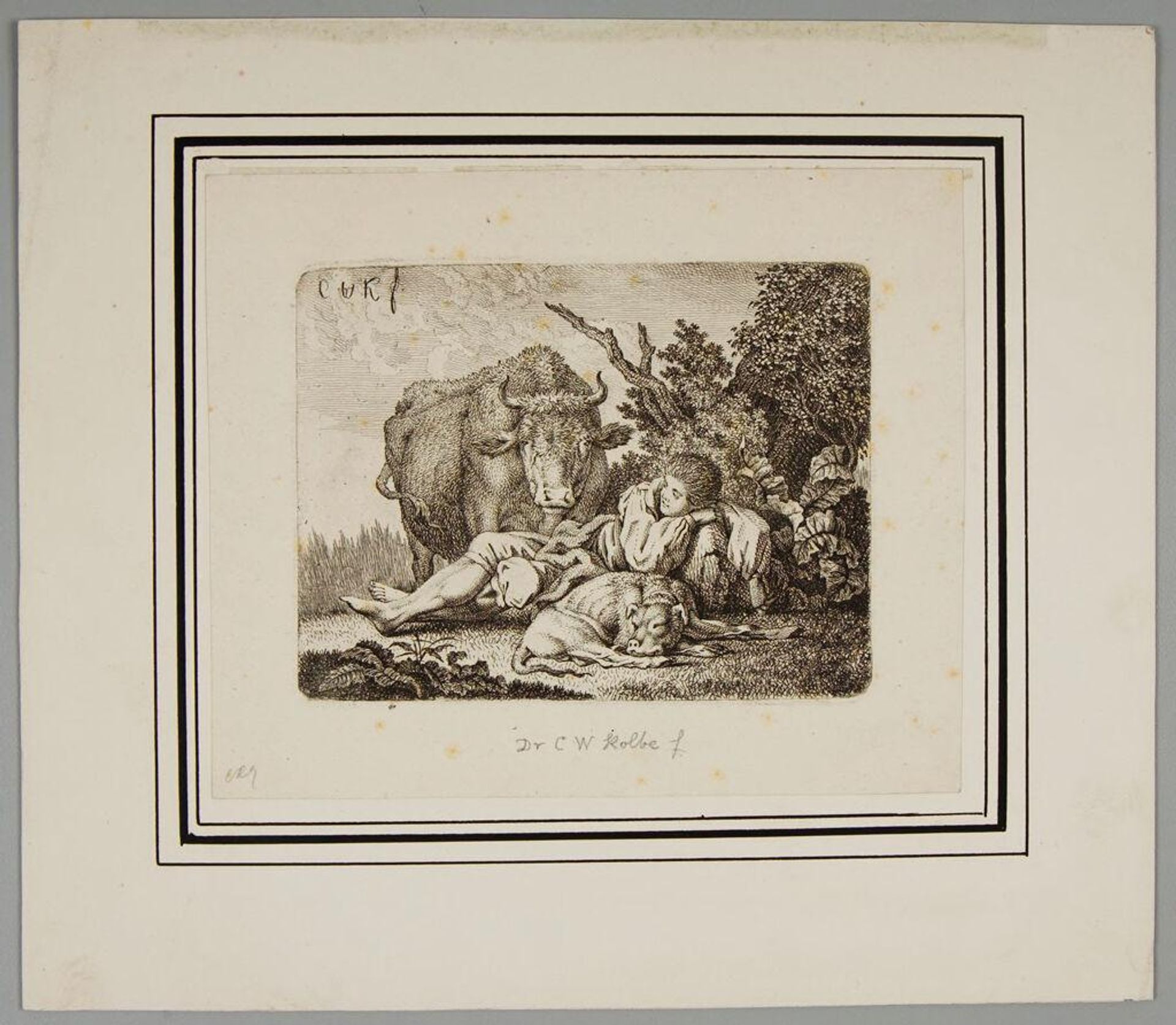 Herdsman Resting with His Dog and Ox by Carl Wilhelm Kolbe