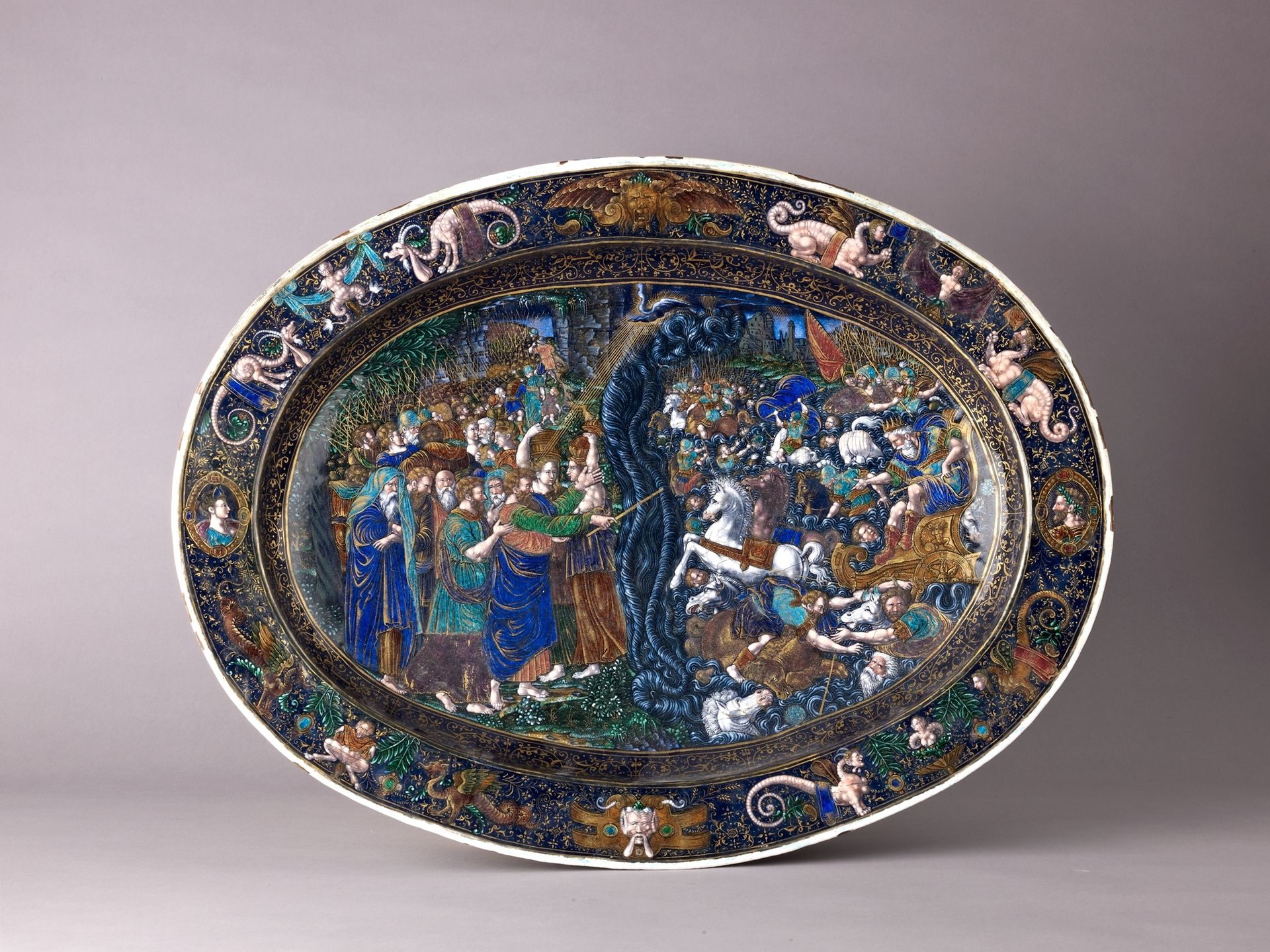 Dish: The Destruction of the Hosts of Pharaoh by Master IC (probably Jean Court)