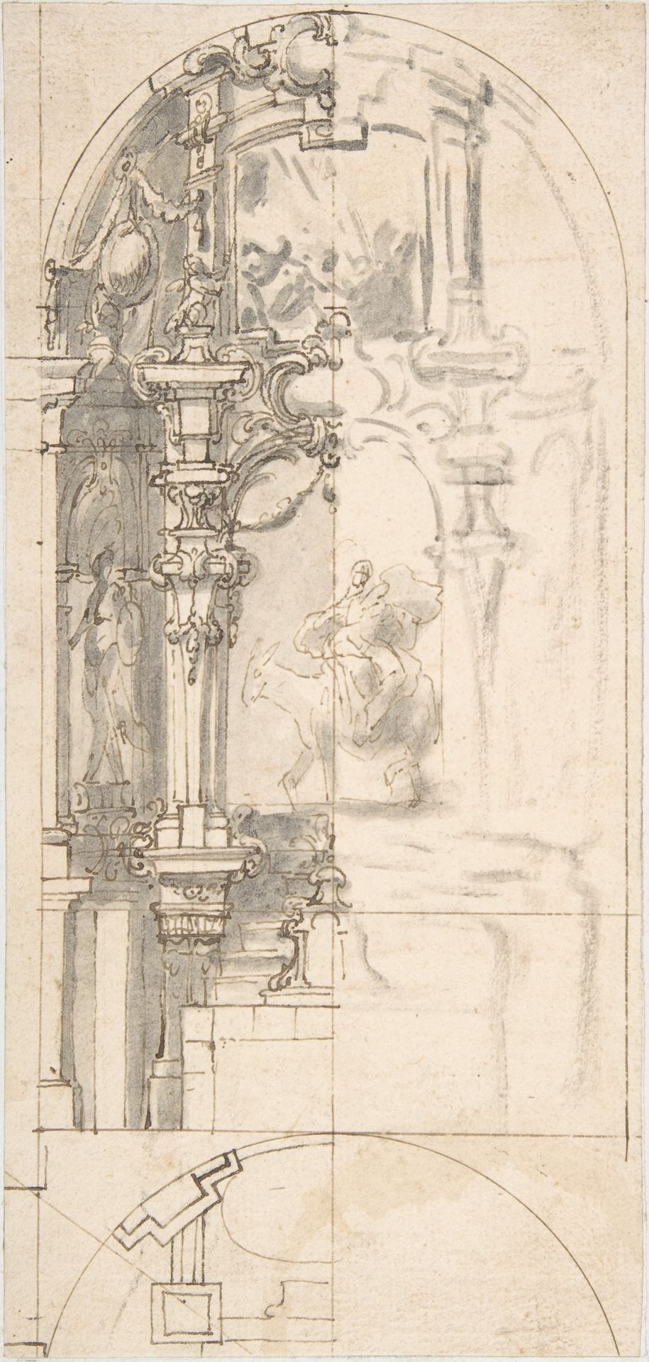 Design for a Chapel with Flight into Egypt as Altarpiece by Anonymous