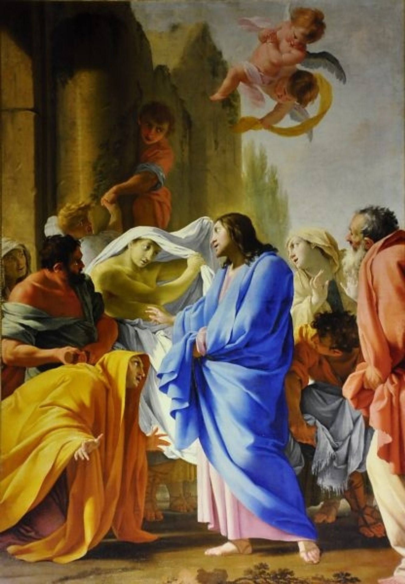 La résurrection du fils de la veuve de Naïm by Eustache Le Sueur
