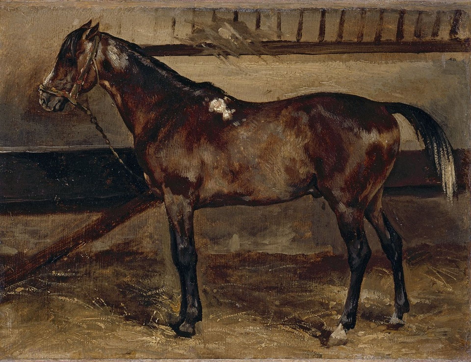 Cheval brun à l’écurie by Théodore Géricault