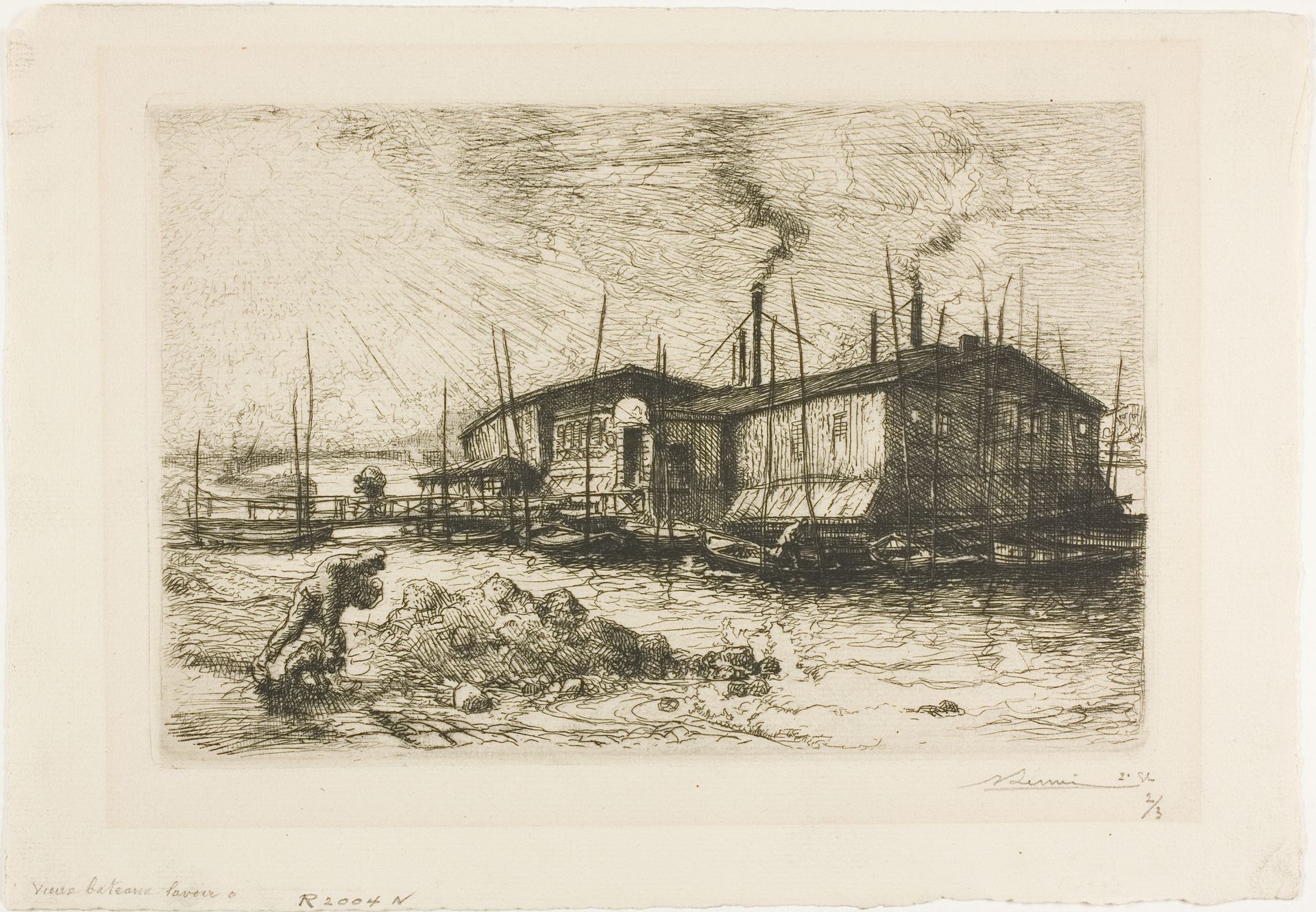 Old Laundry Boats at Grenelle by Auguste-Louis Lepère