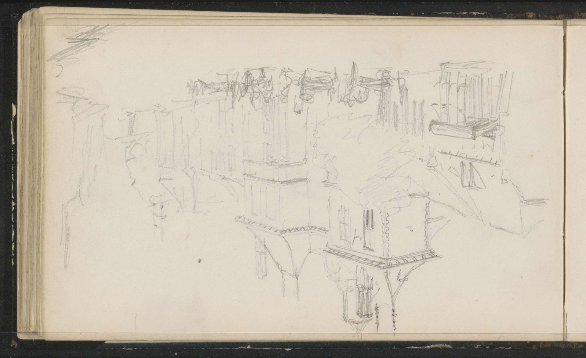 Gezicht op gebouwen aan een straat of plein, mogelijk in Middelburg by Cornelis Springer