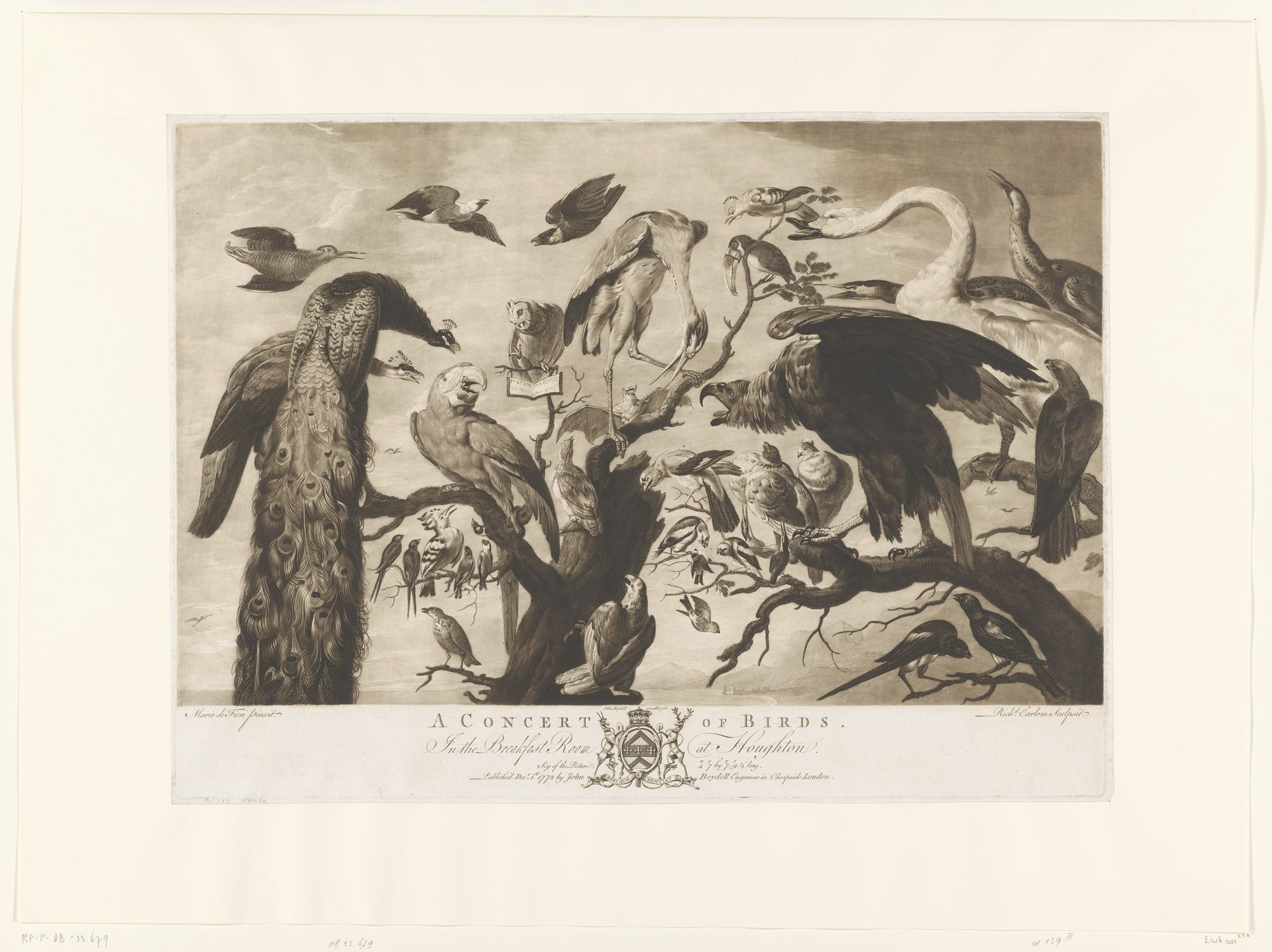 Allerlei soorten zingende vogels onder leiding van een uil by Richard Earlom