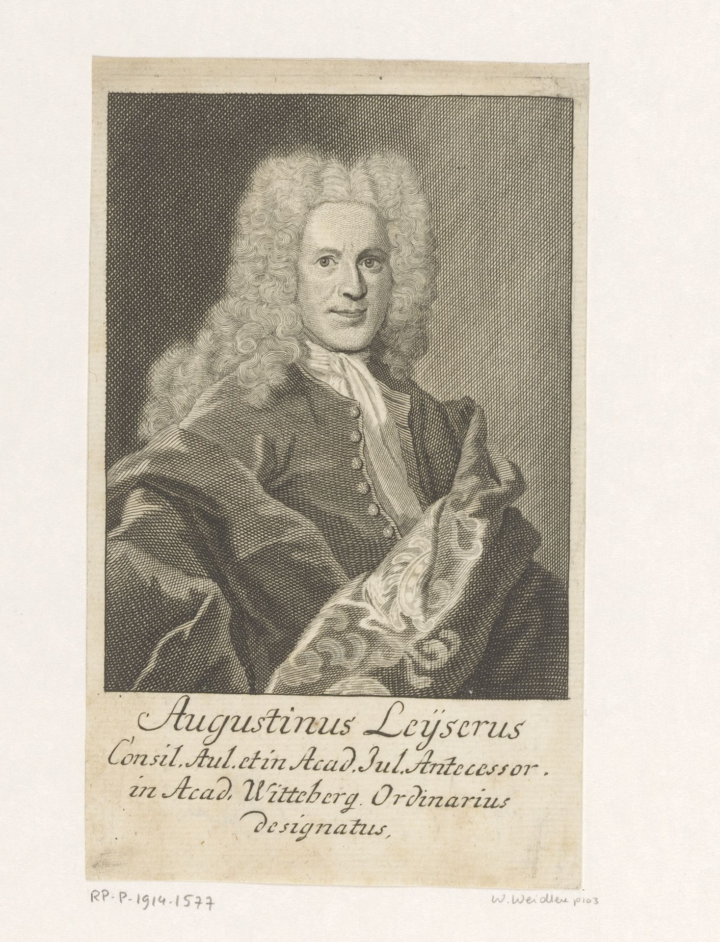 Portret van Augustin Leyser by Martin Bernigeroth