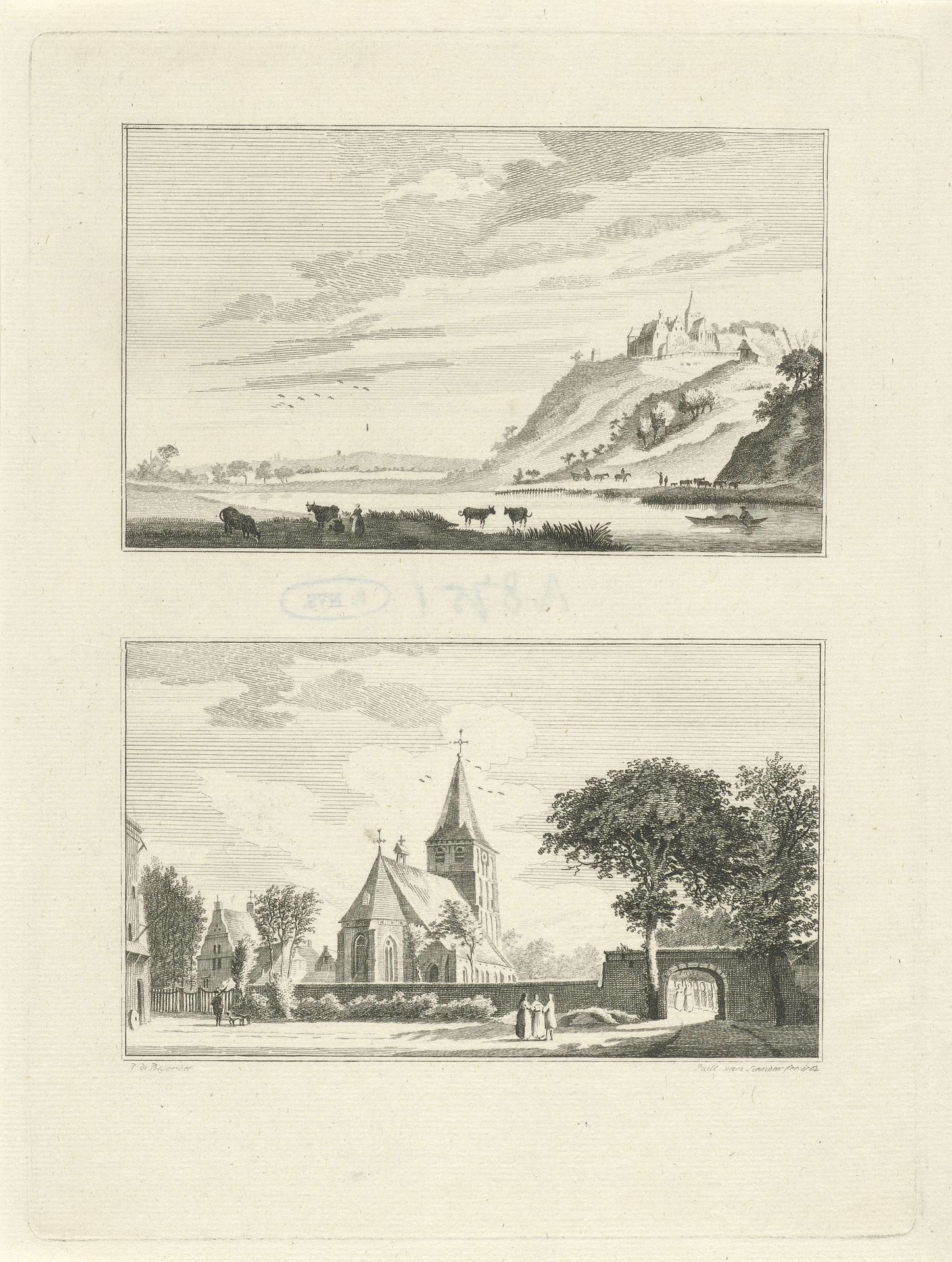 Gezichten op de Elterberg en de abdij by Paulus van Liender