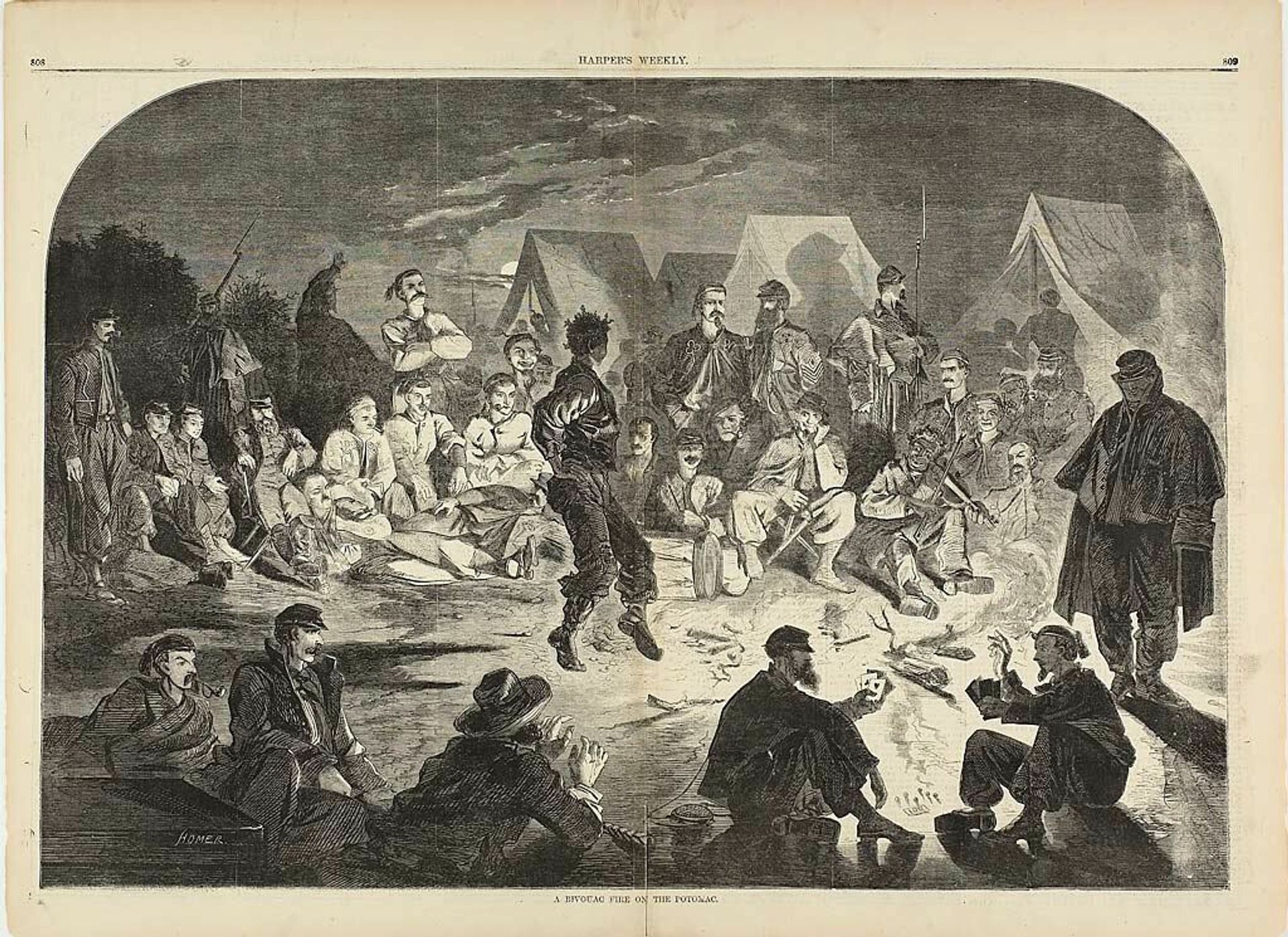 A Bivouac Fire on the Potomac by Winslow Homer