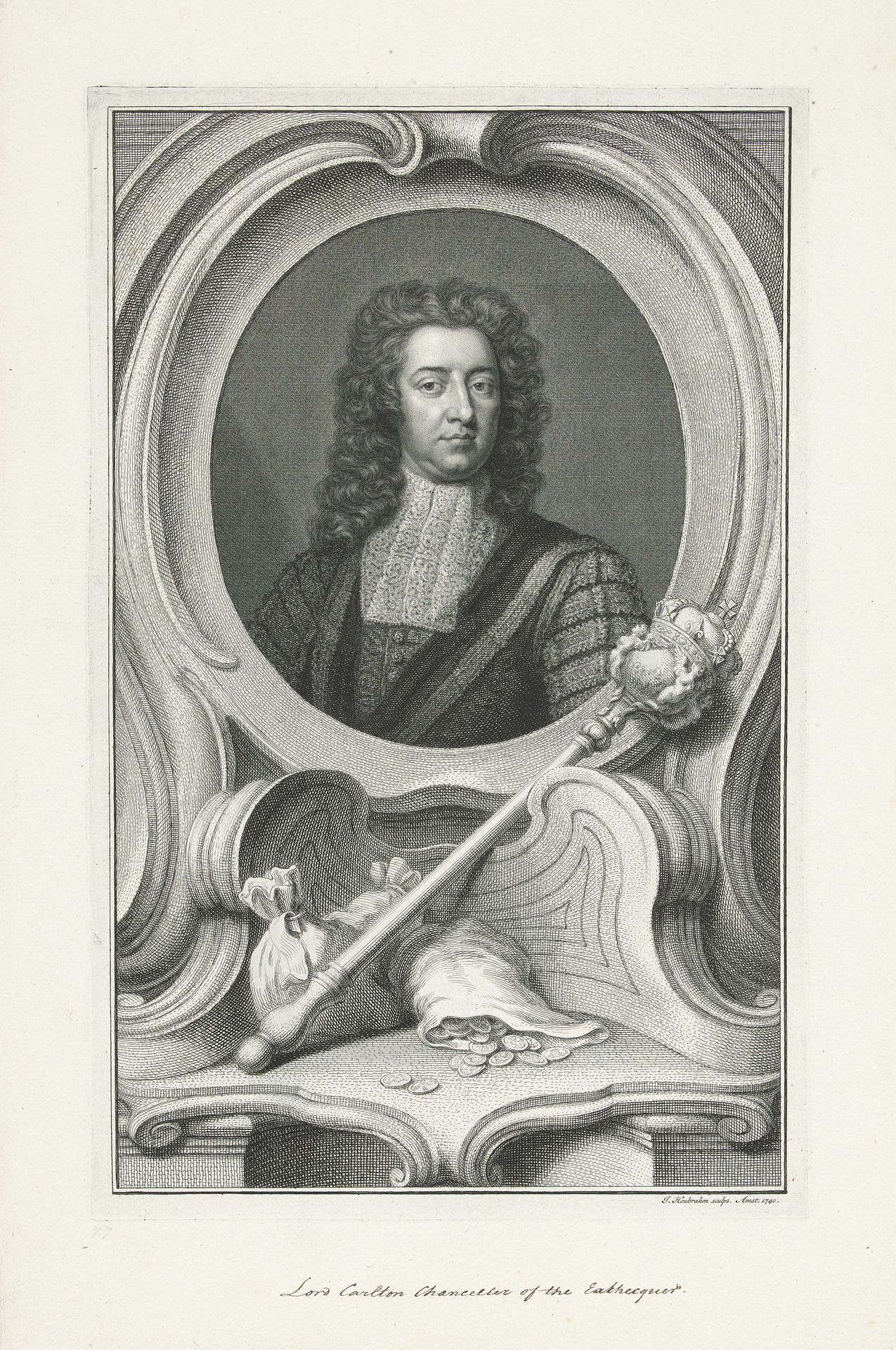 Portret van Henry Boyle, 1e baron Carleton by Jacob Houbraken