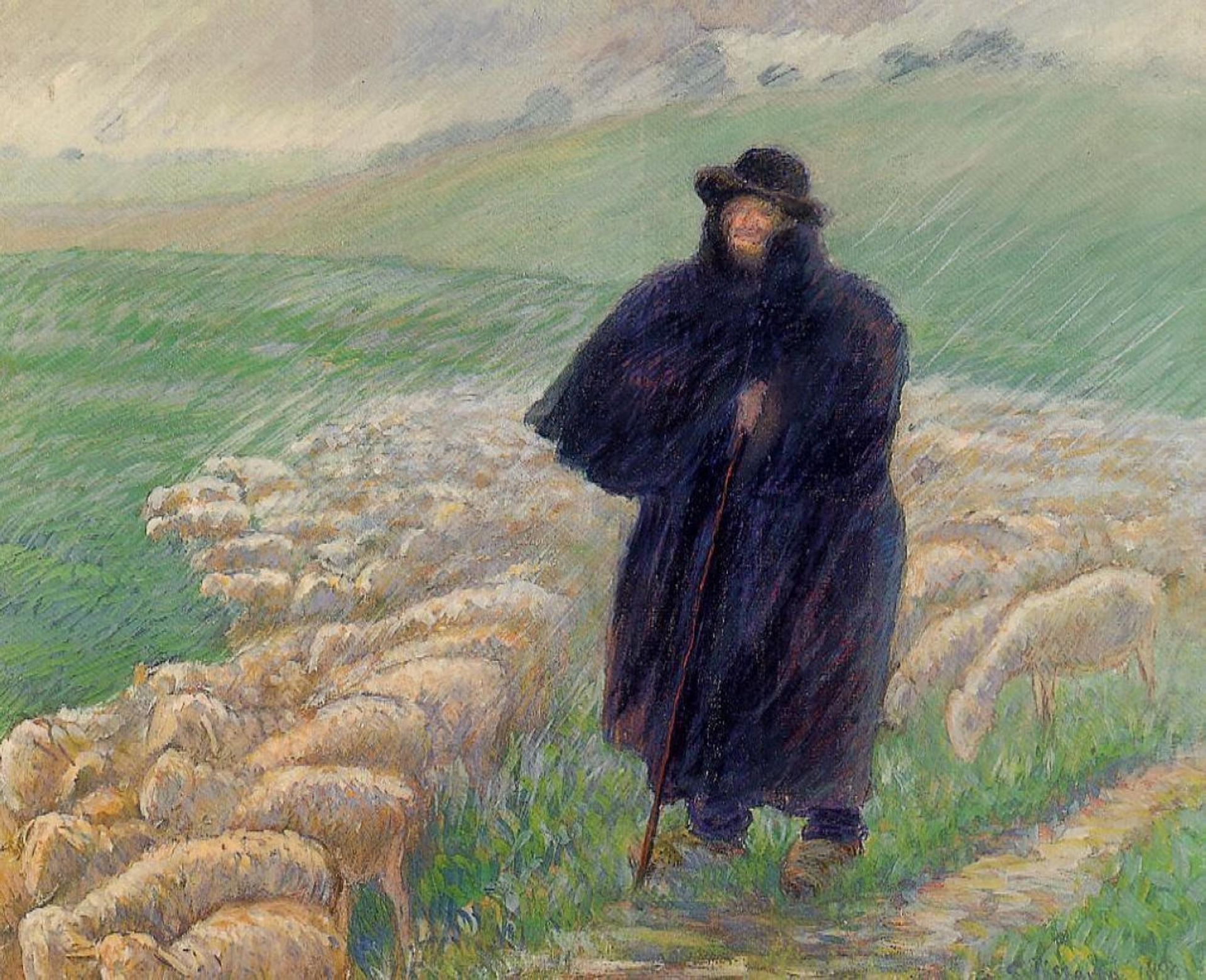 Shepherd in a Downpour by Camille Pissarro