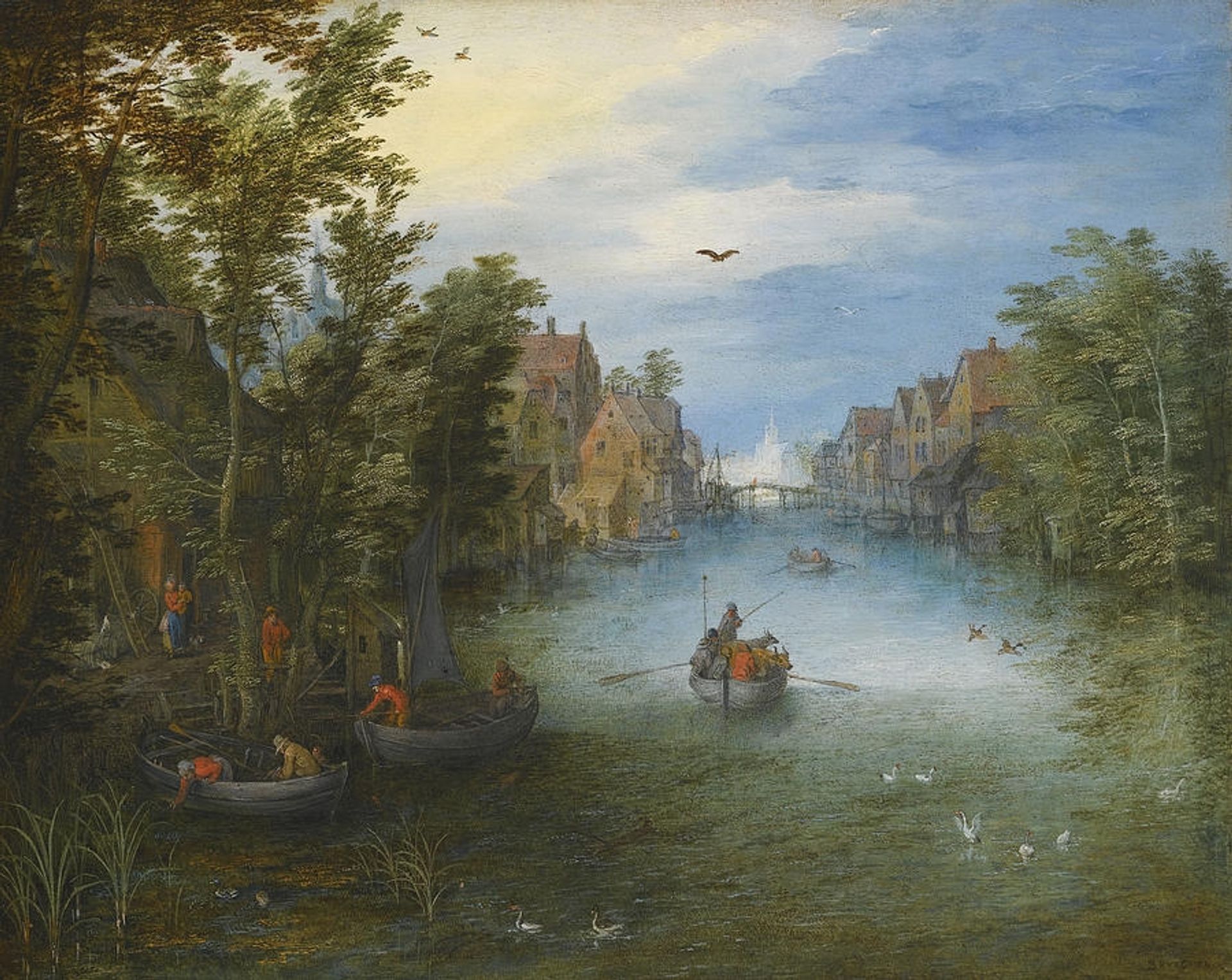 A River Running Through a Small Town by Jan Brueghel the Elder