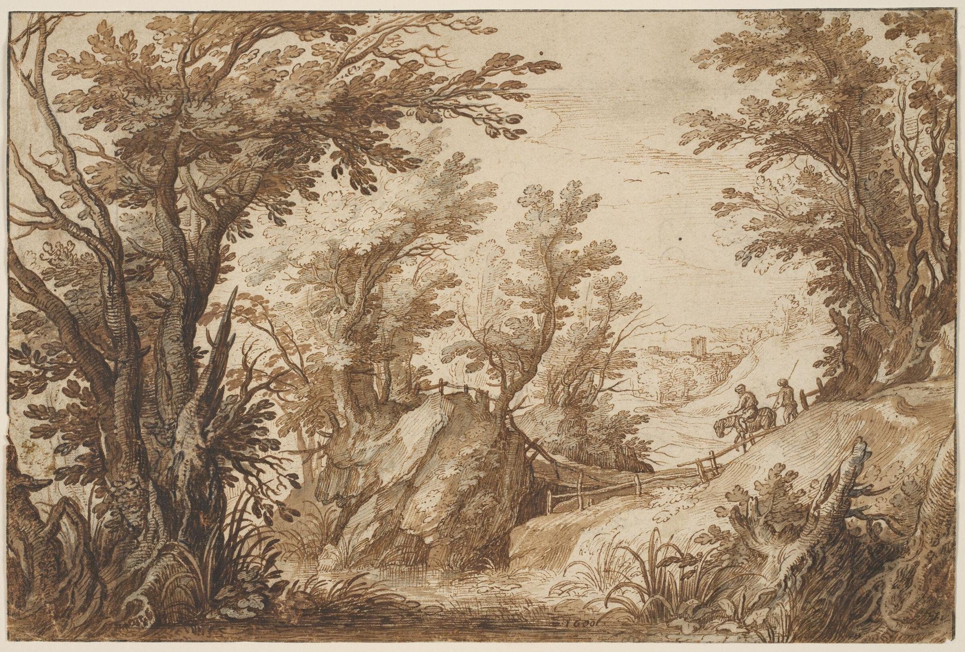 Wooded Landscape with Travelers by Paul Bril
