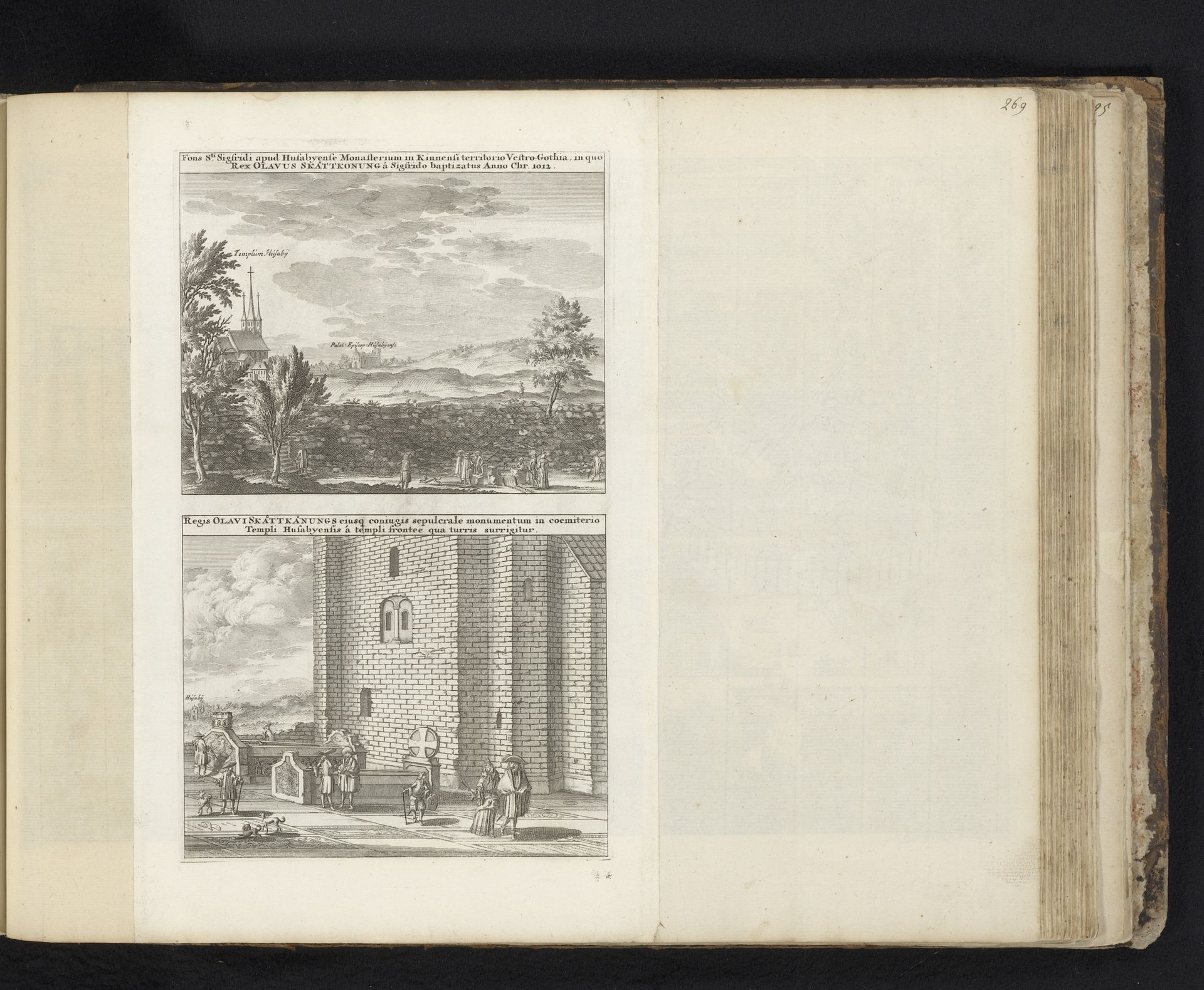 Gezicht op de kerk van Husaby, de bron van de Engelse bisschop Siegfried en het graf van Olaf II van Zweden by Willem Swidde