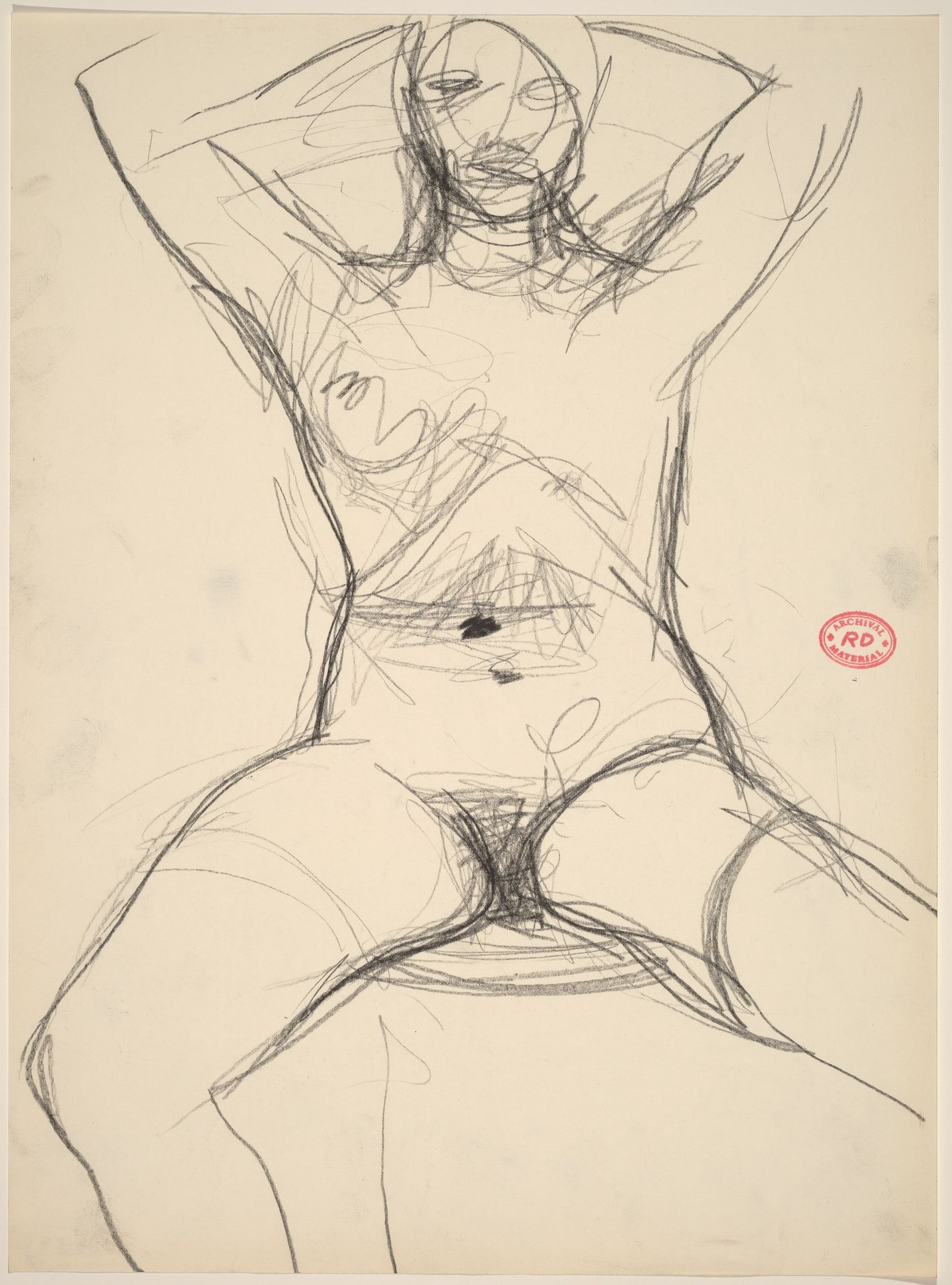 Untitled [seated female nude with arms raised] by Richard Diebenkorn