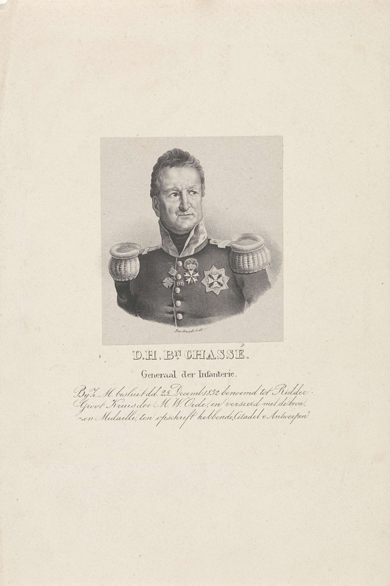 Portret van generaal David Hendrik Chassé by Carel Frederik Curtenius Bentinck