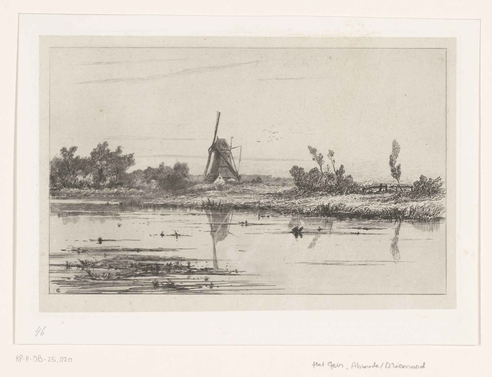 Landschap met molen aan het Gein by Carel Nicolaas Storm van 's-Gravesande