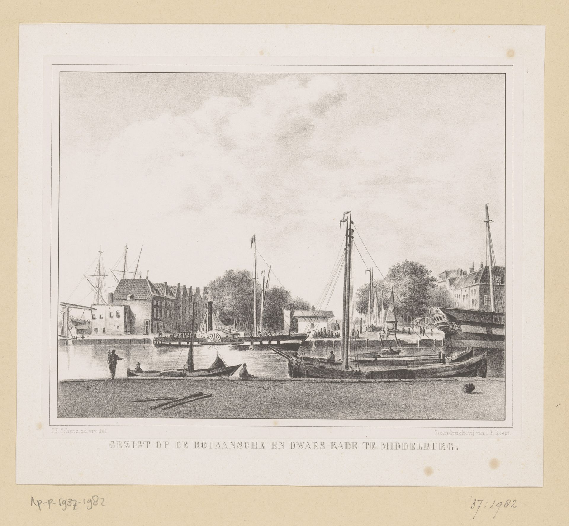 Gezicht op de Rouaansekaai en de Dwarskade te Middelburg by Anonymous