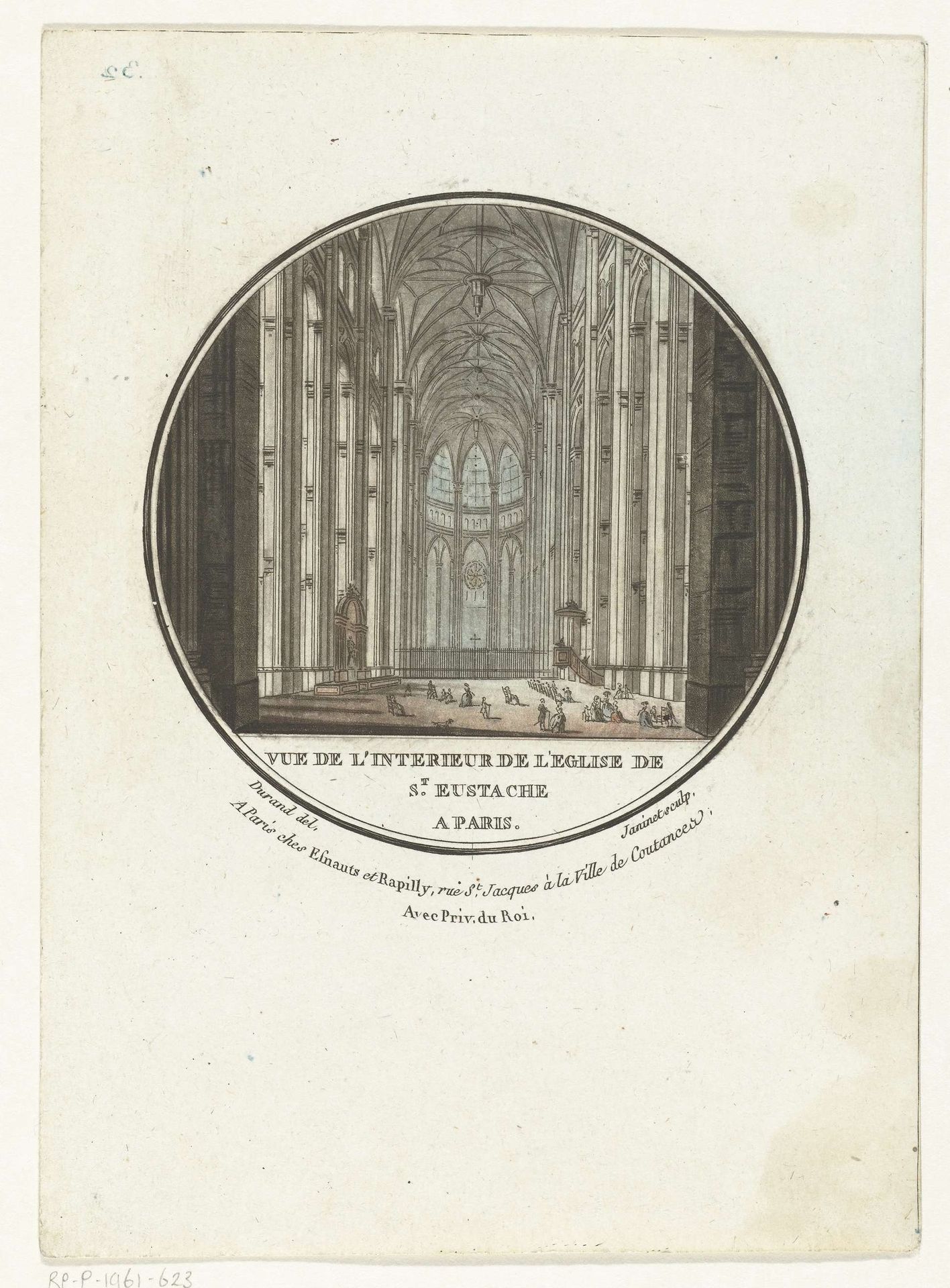 Interieur van de Saint Eustache kerk by Jean François Janinet