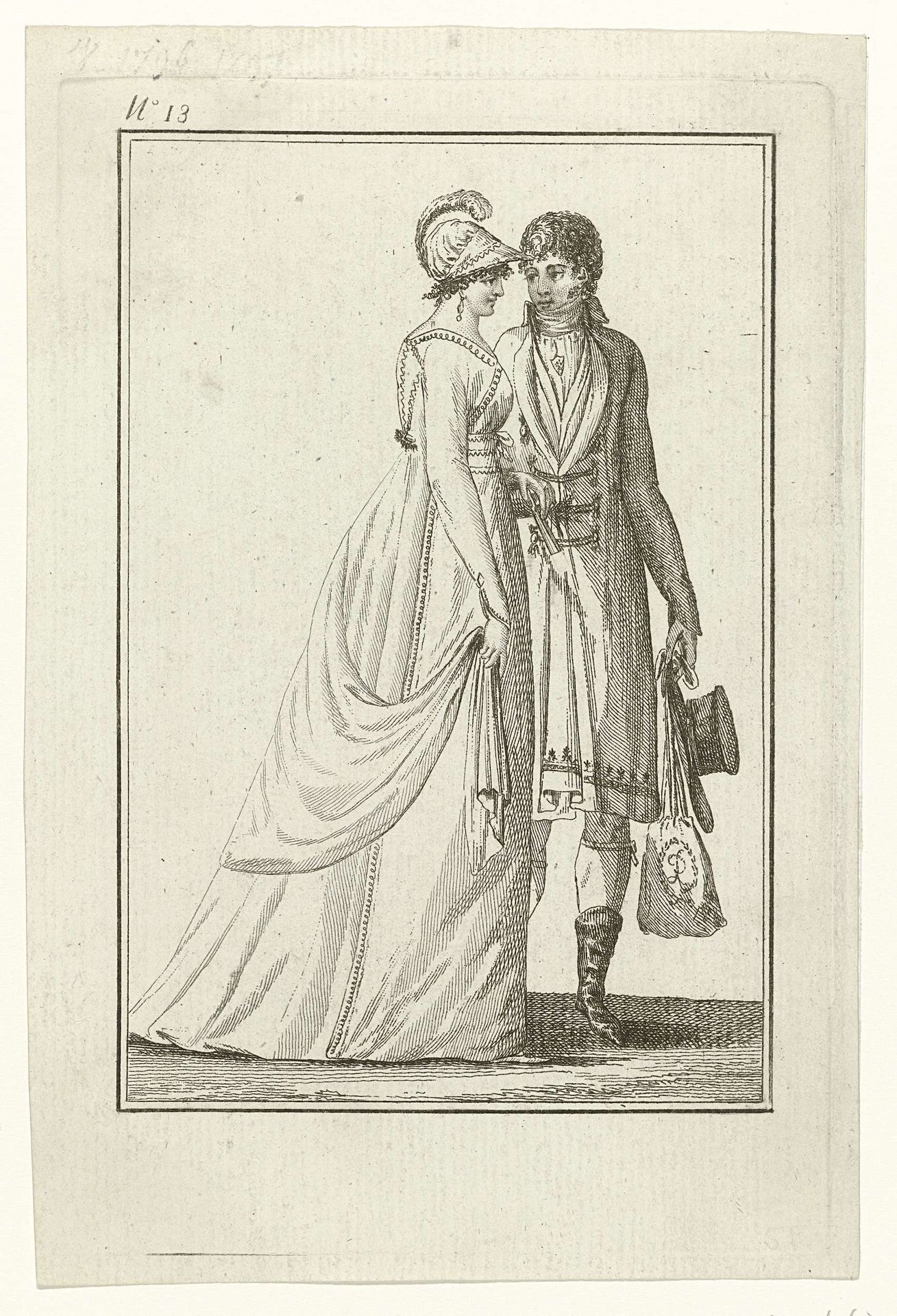 Tableau Général du Goût, An 7, No. 13 (21 dec. 1798): Couple amoureux à la promenade by Laurent Guyot