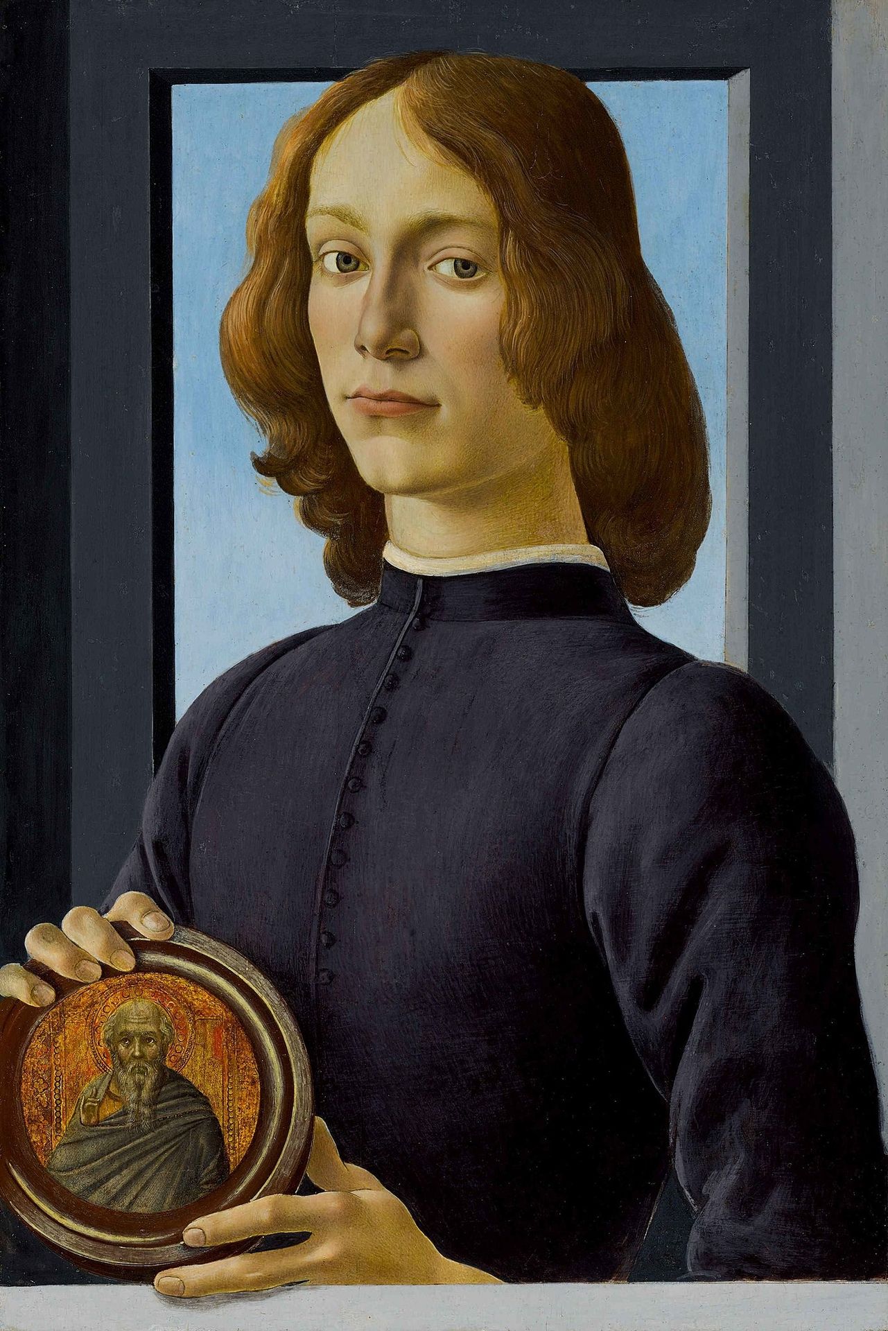 Portrait d'un jeune homme tenant un médaillon by Sandro Botticelli