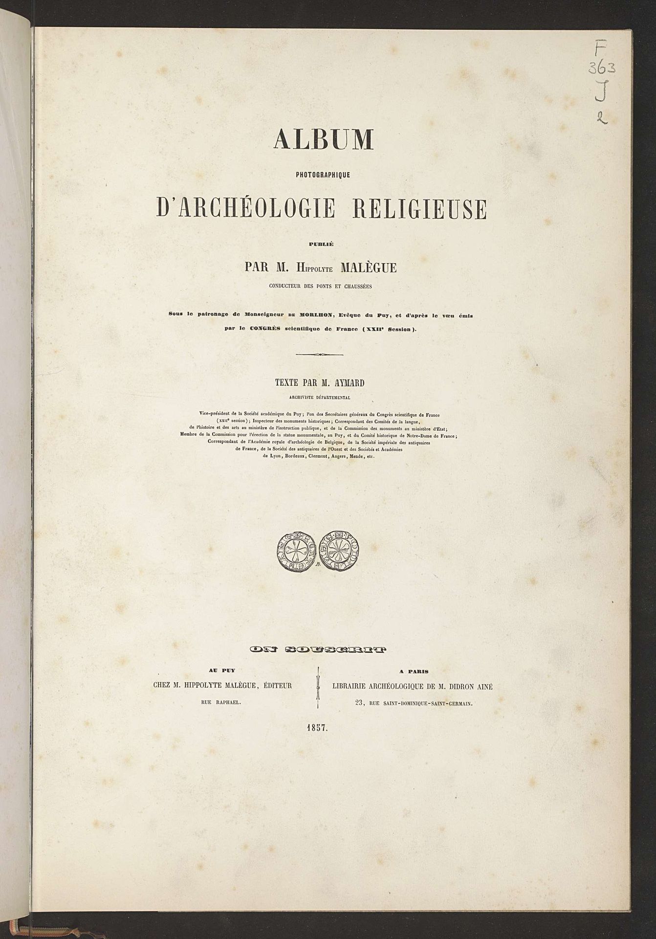 Album photographique d'archéologie religieuse by Hippolyte Malègue