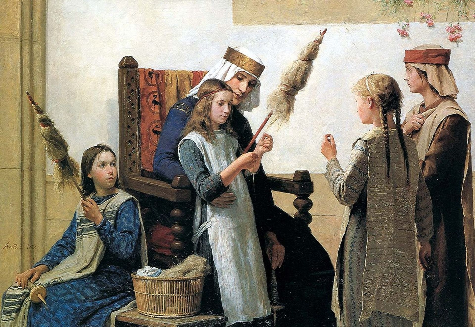 Queen Berthe and the spinners by Albrecht Anker