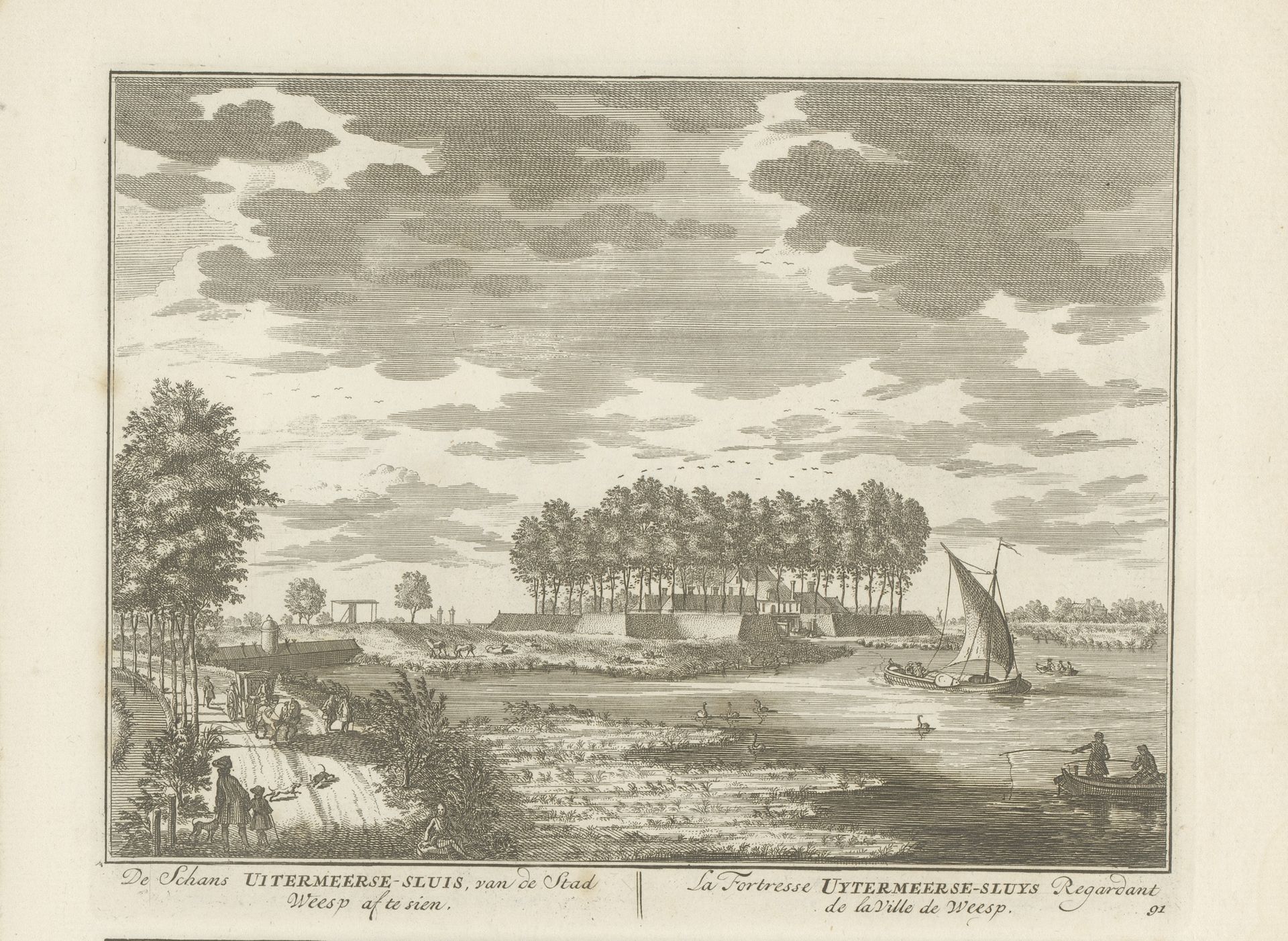 Gezicht op Uitmeerse Sluis bij Weesp by Daniël Stopendaal