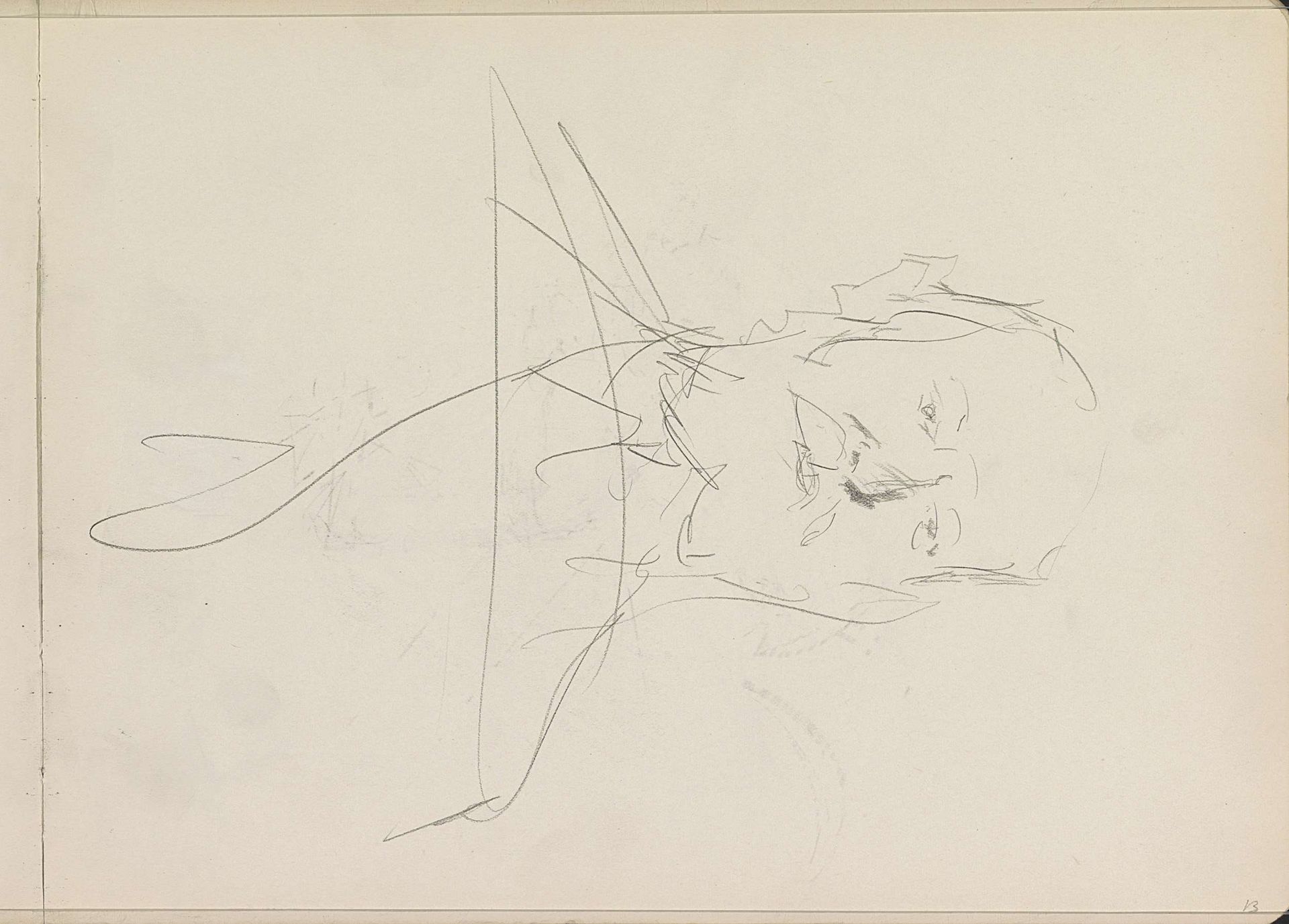 Mannenhoofd met snor by Isaac Israels