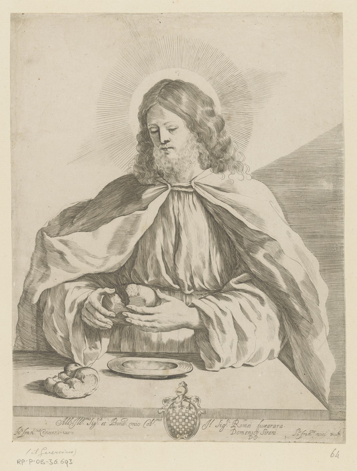 Christus breekt het brood by Giovanni Francesco Mucci