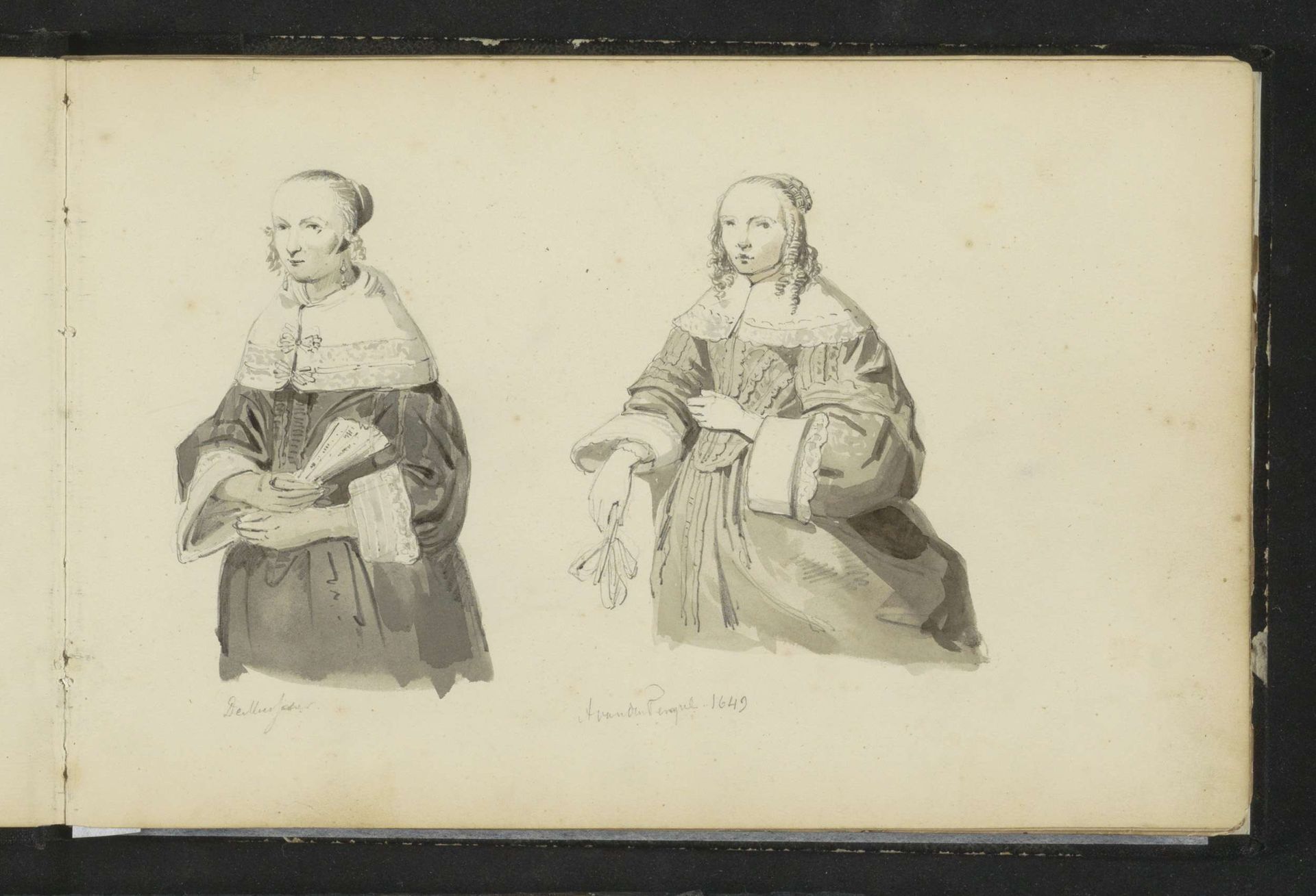 Twee vrouwenportretten by Cornelis Springer