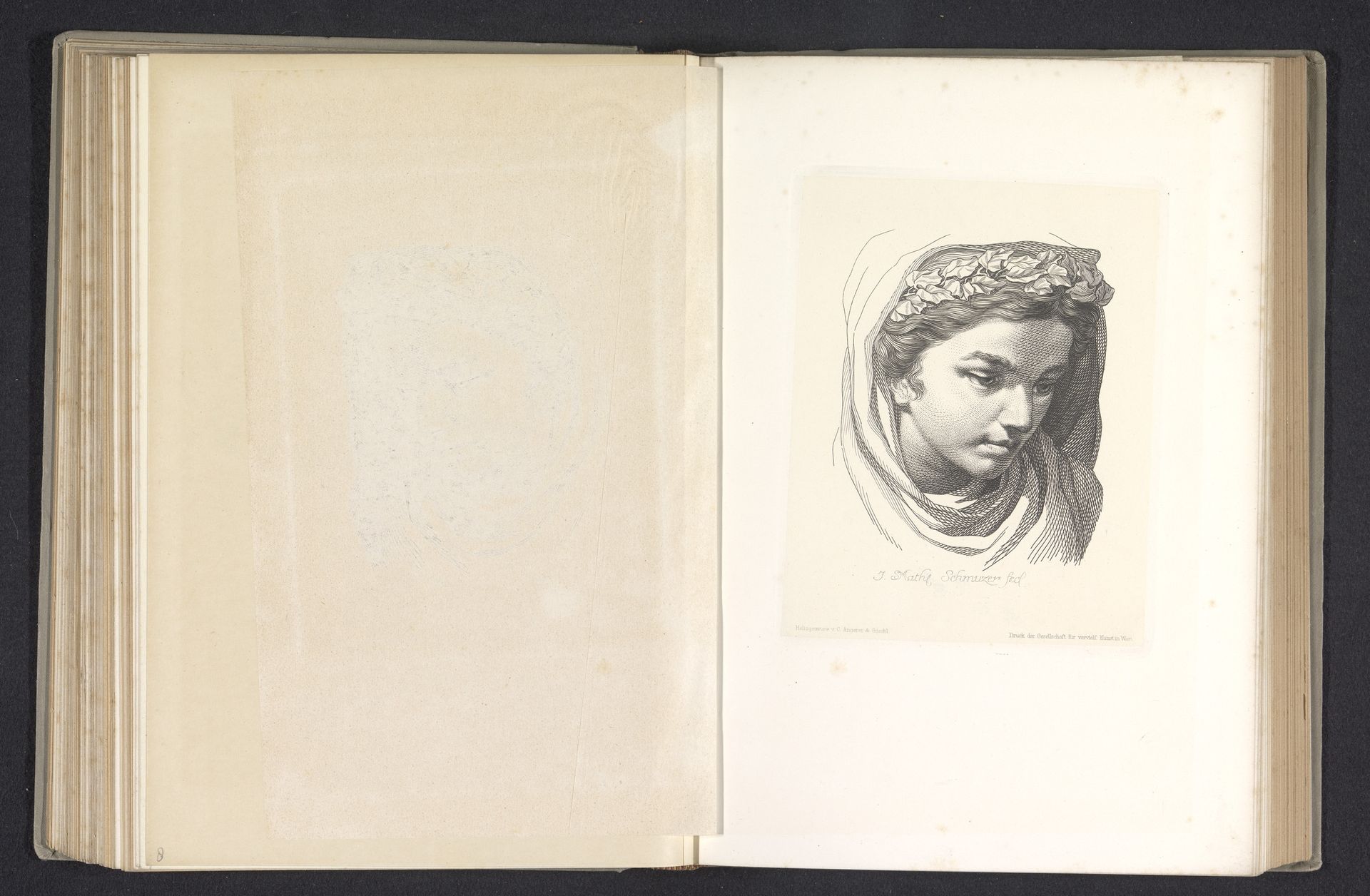 Fotoreproductie van een prent, voorstellende een vrouw met een lauwerkrans by Anonymous