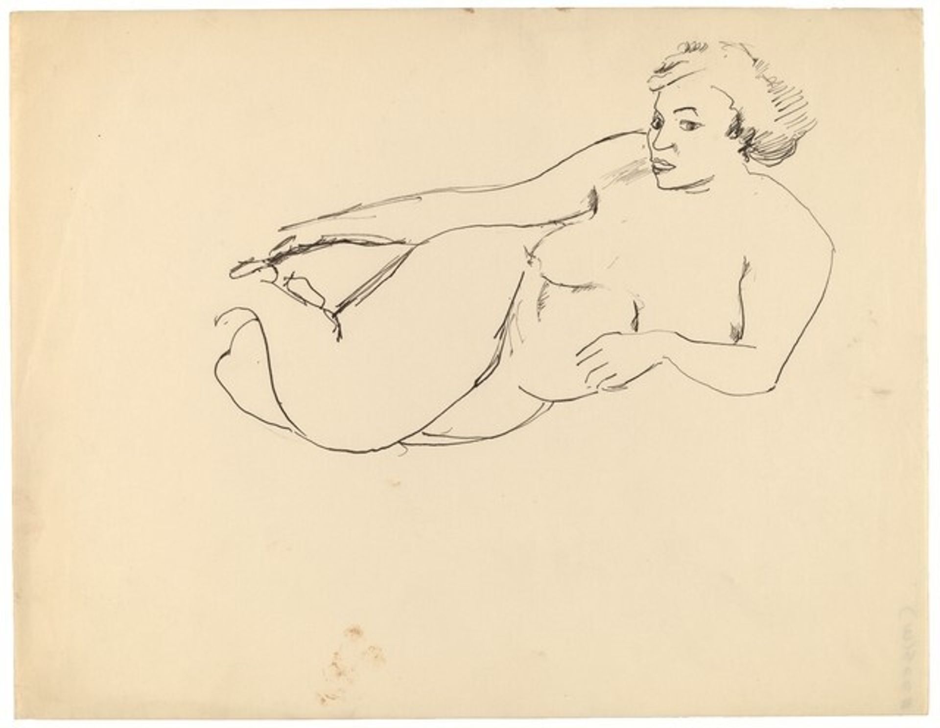 Reclining Female Nude, Resting on Left Elbow, Head in Three-quarters Profile by Mark Rothko