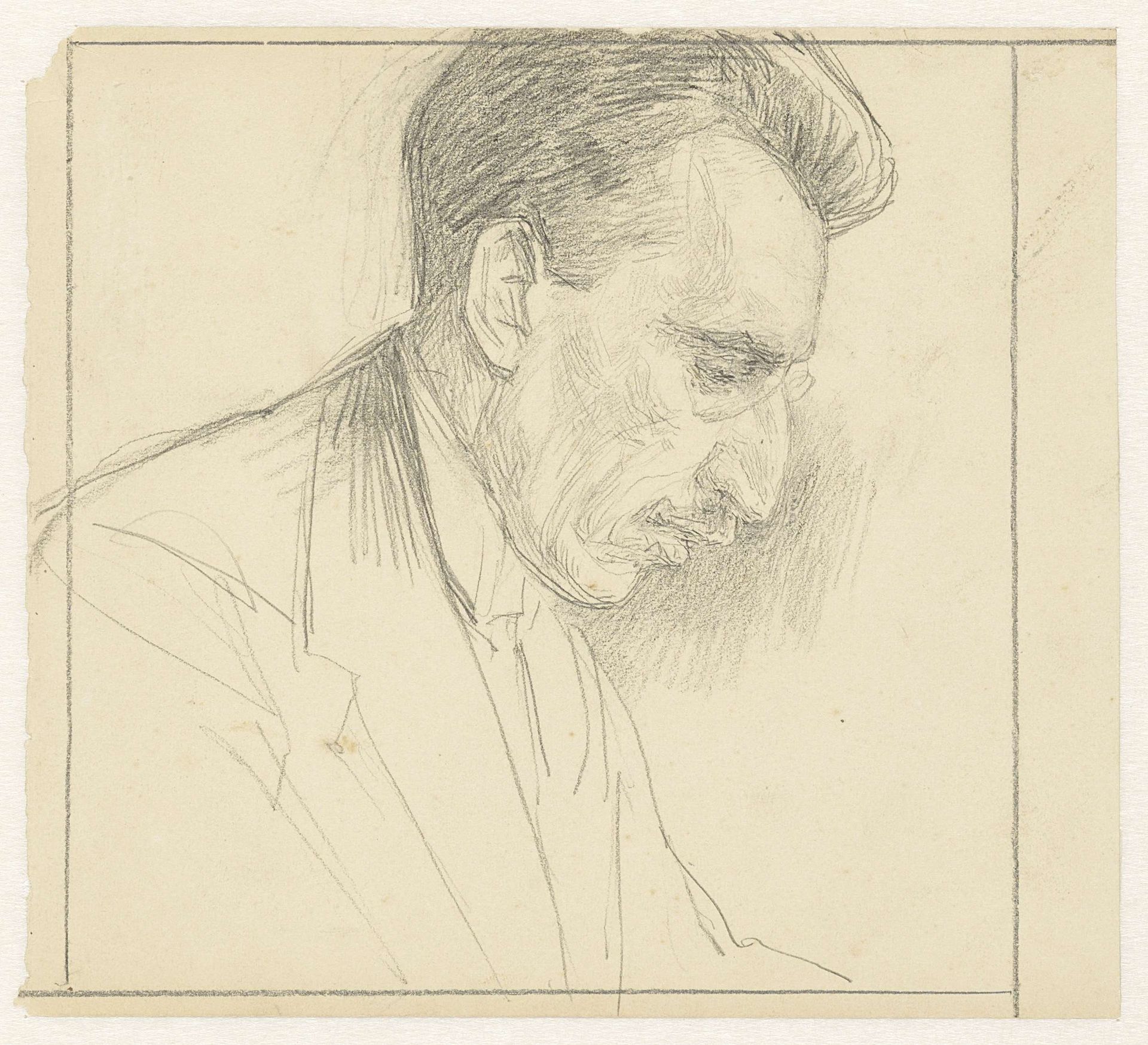 Portret van P. Visser, profiel naar rechts by Jan Veth