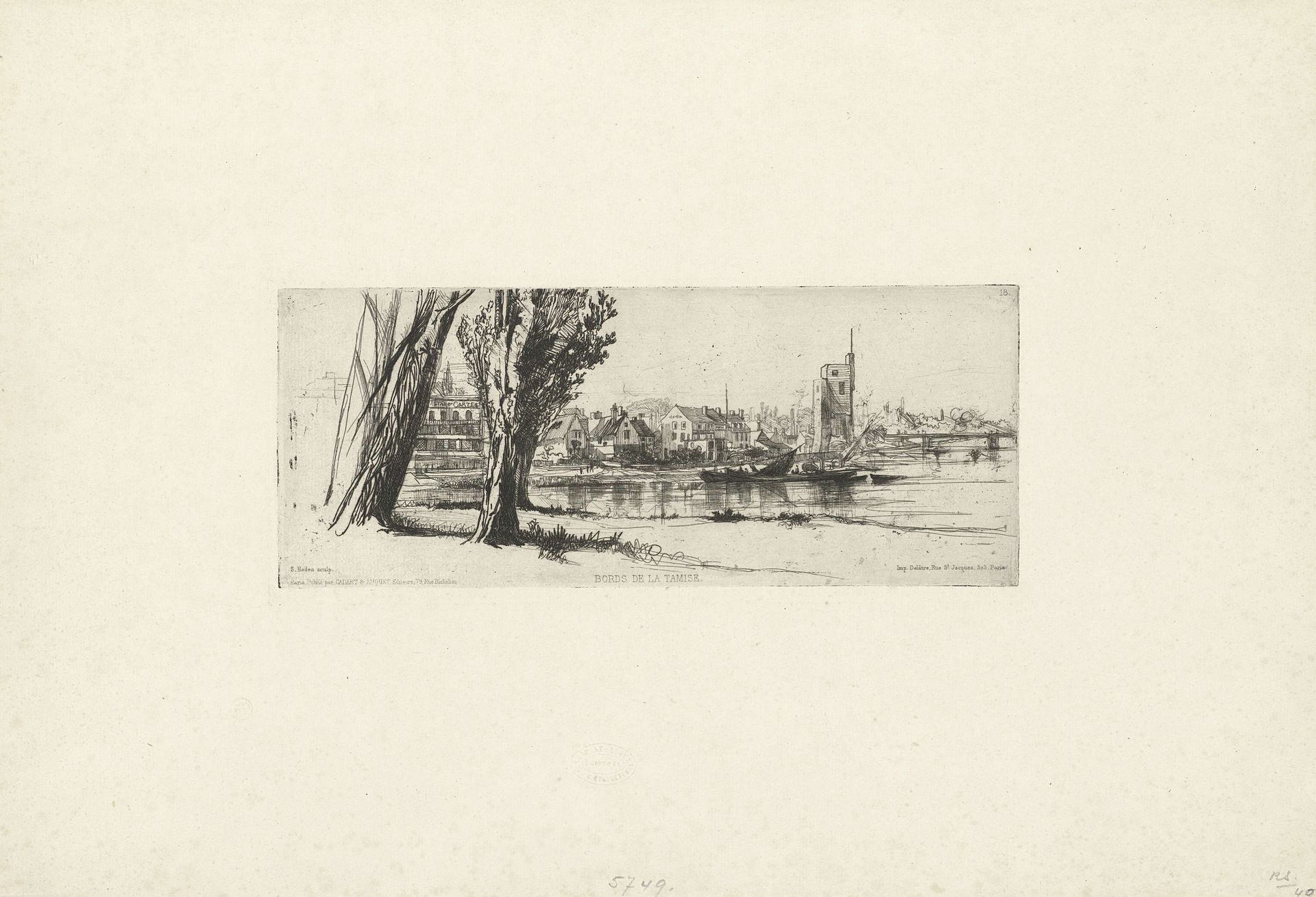 Oever van de Theems bij Fulham by Sir Francis Seymour Haden