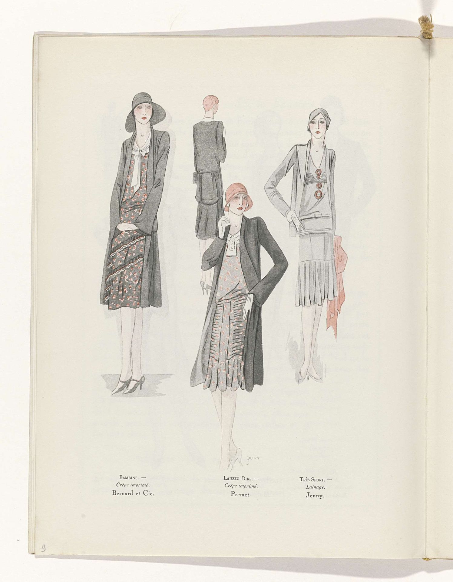 Art - Goût - Beauté, Feuillets de l' élégance féminine, Juin 1929, No. 106, 9e Année, p.9 by J. Dory