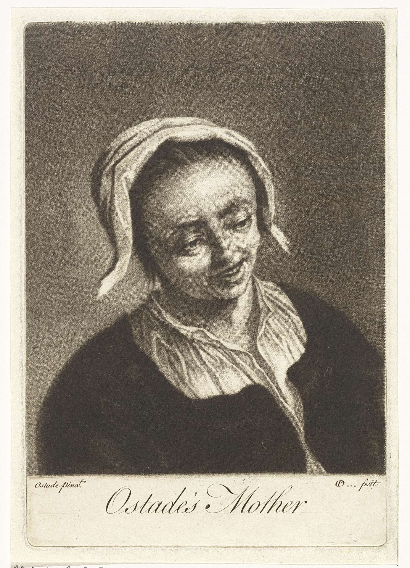 Portret van de moeder van Adriaen en Isaac van Ostade by Pieter Oets