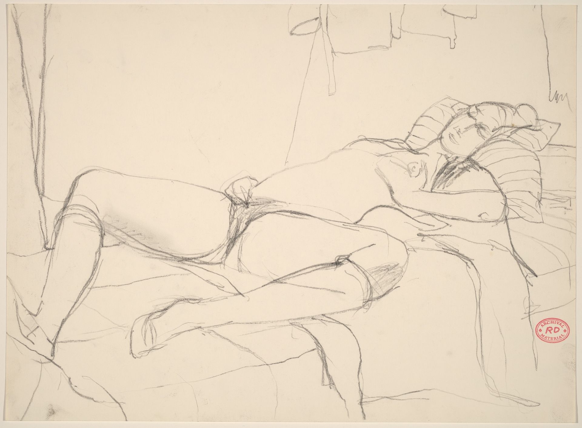 Untitled [female nude reclining on a bed] by Richard Diebenkorn