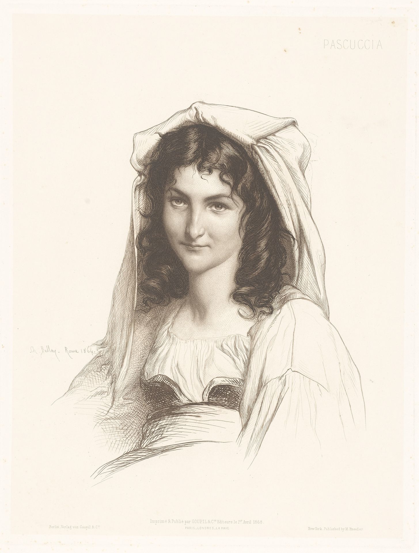 Portret van een Italiaanse vrouw by Charles Alphonse Paul Bellay