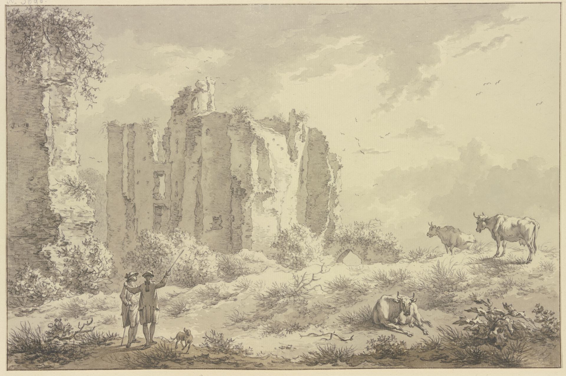 Ruwine van het huys t'Brederode van achteren op te rechten Syde by Egbert van Drielst