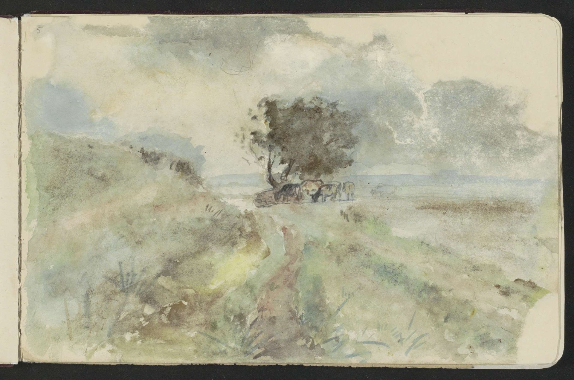 Landschap met een groep koeien onder een boom by Jozef Israëls