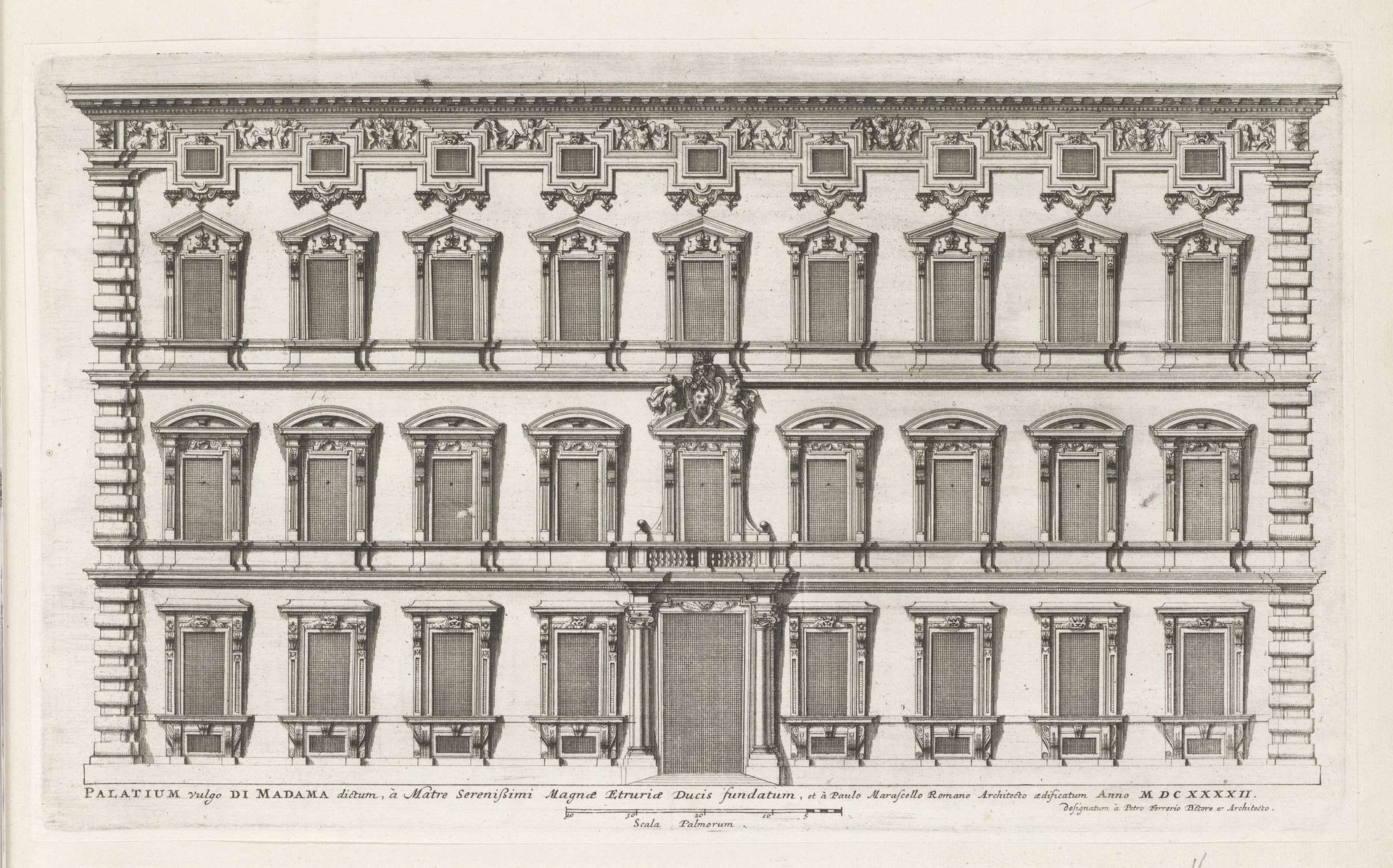 Façade van Palazzo Madama te Rome by Giovanni Battista Falda