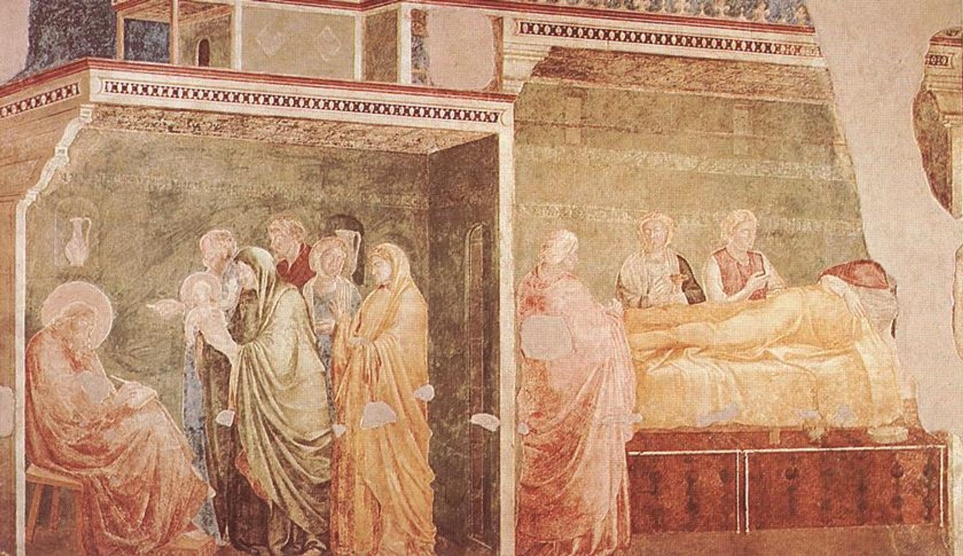 The Birth of St. John the Baptist and his father Zacharias writing his name by Giotto