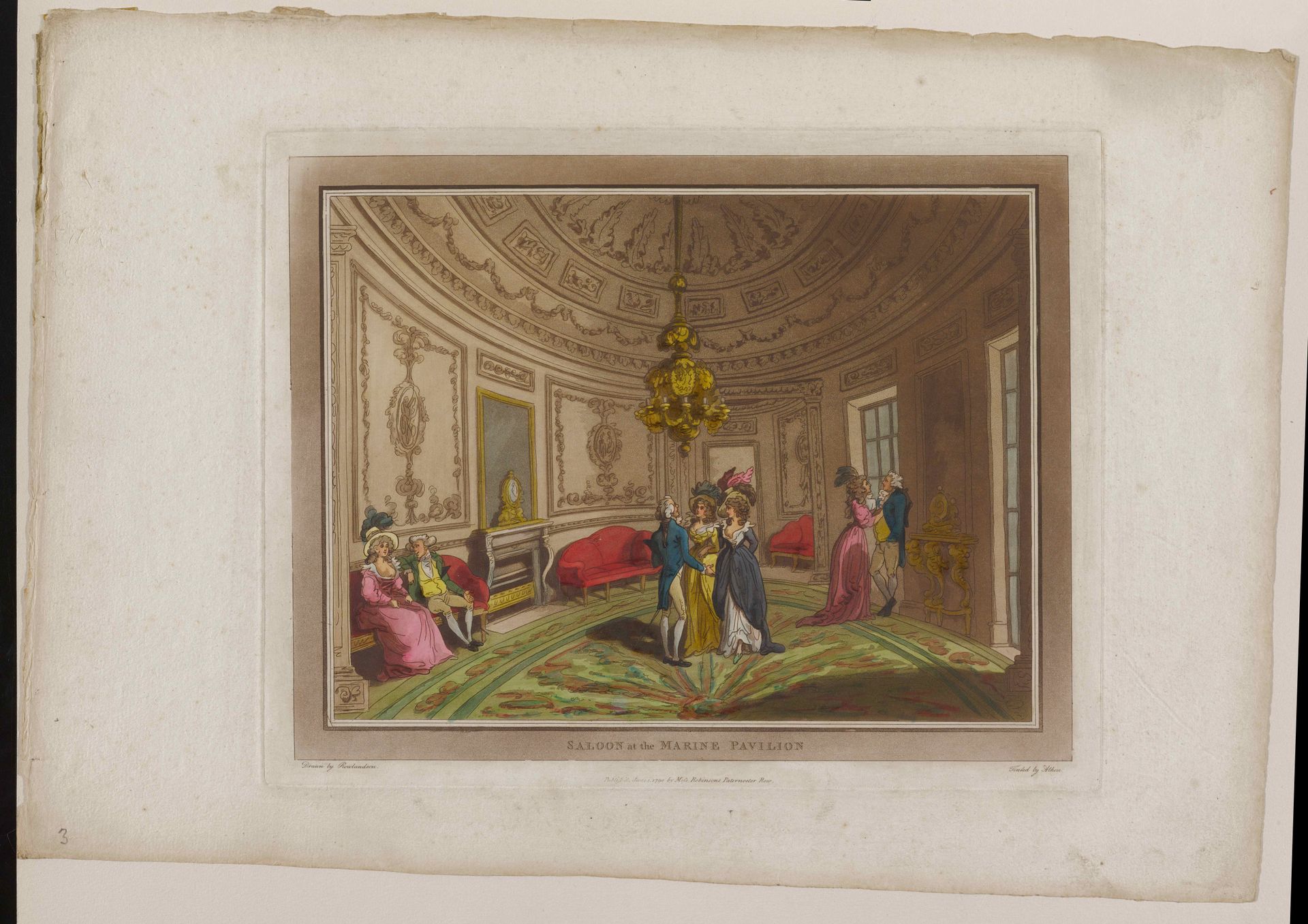 Saloon at the Marine Pavilion. The Royal Pavilion at Brighton. by Thomas Rowlandson