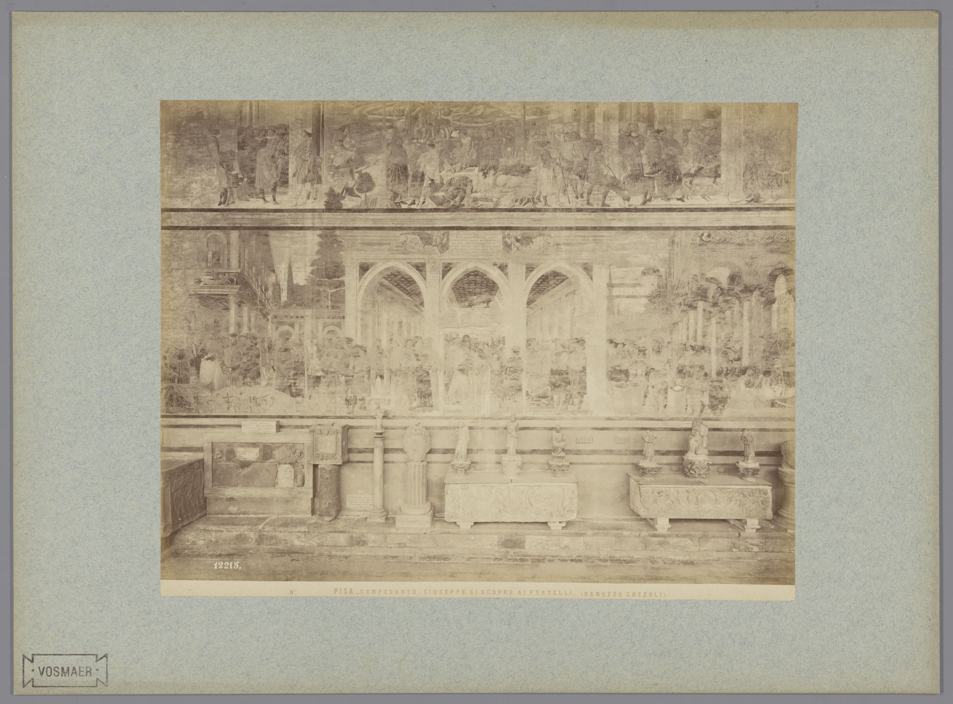 Fotoreproductie Fresco Jozef maakt zich bekend aan zijn broers door Benozzo Gozzoli in het Camposanto te Pisa by Fratelli Alinari