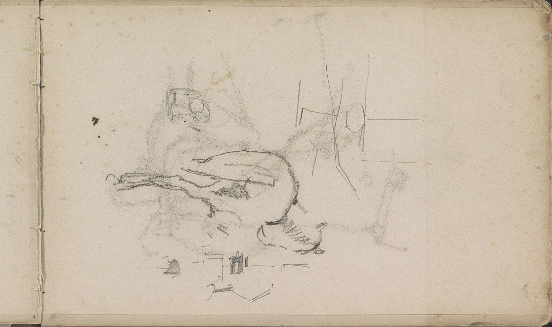 Paard, kar en mogelijk gebouwen by George Hendrik Breitner