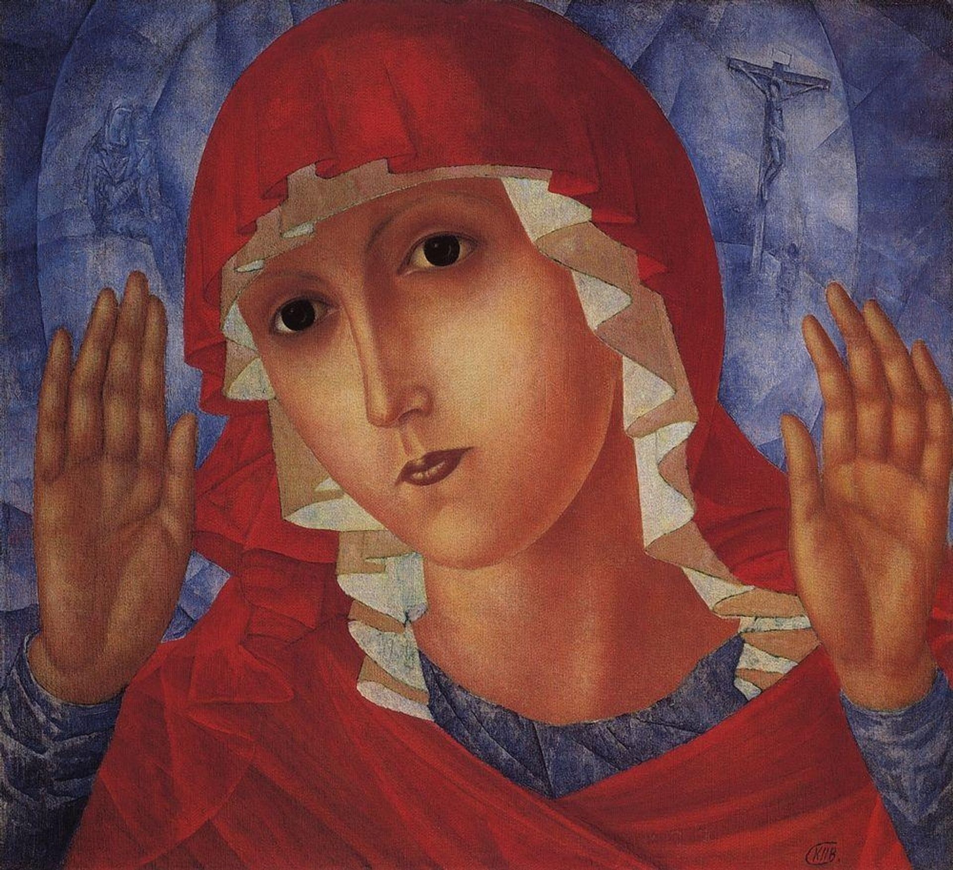 Virgin of Tenderness evil hearts by Kuzma Petrov-Vodkin
