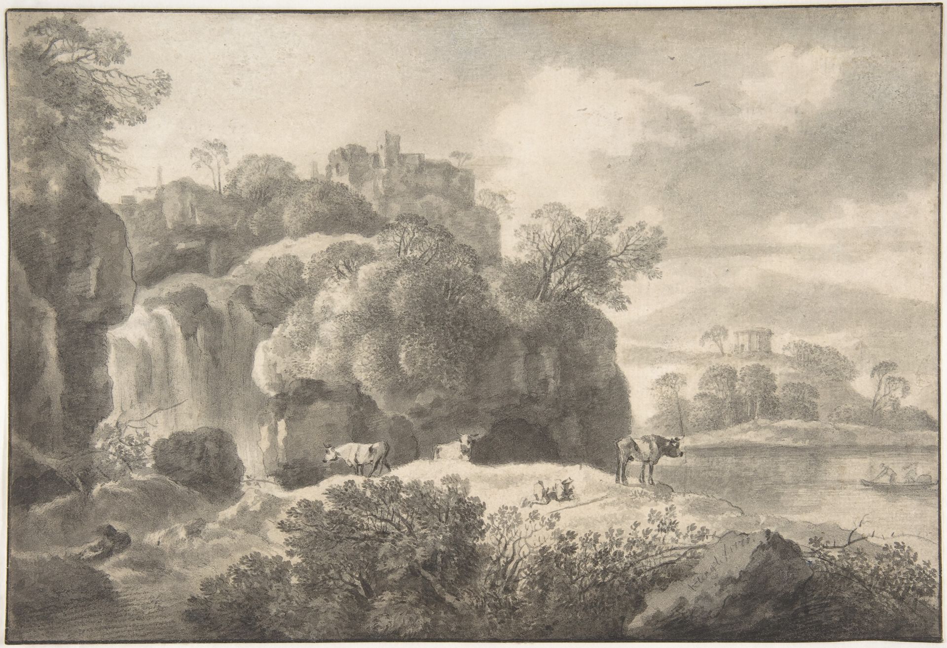 Ideal Landscape with a Shepherd and Cows by Johann Christian Klengel