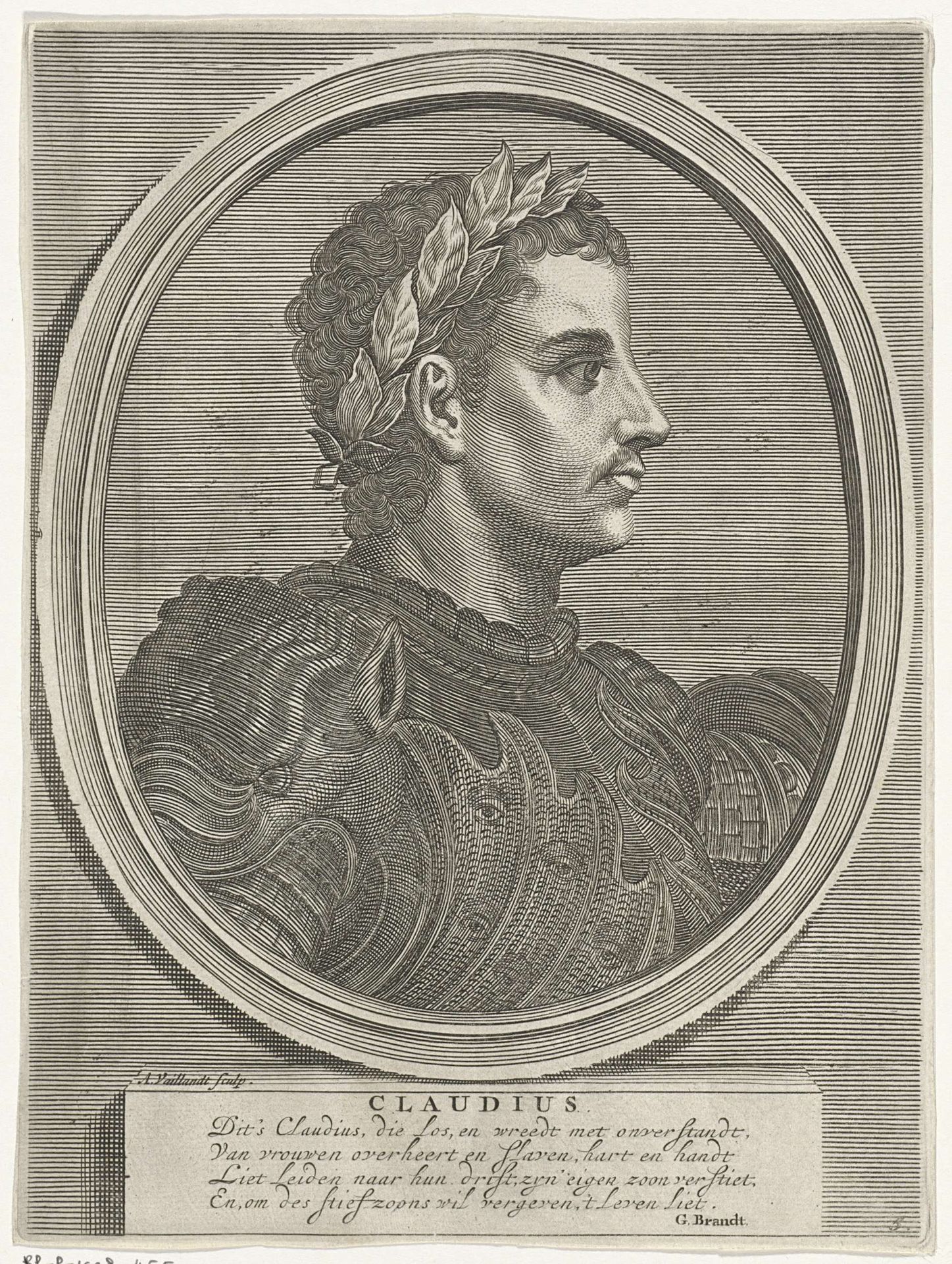 Portret van Claudius I, keizer van het Romeinse Rijk by Andries Vaillant