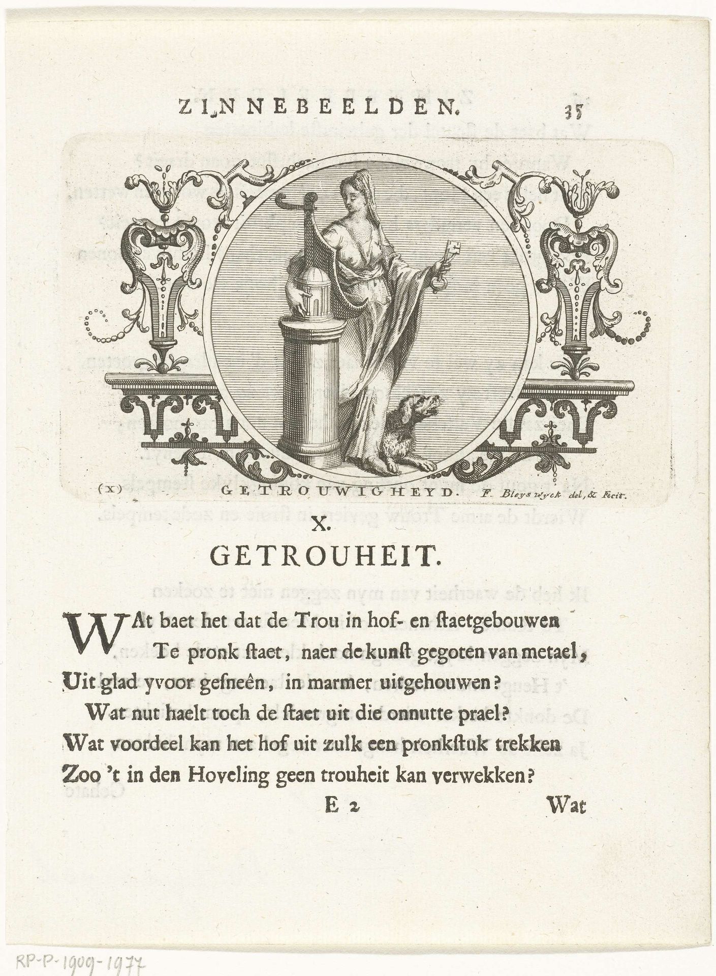 Embleem met allegorie op betrouwbaarheid by François van Bleyswijck