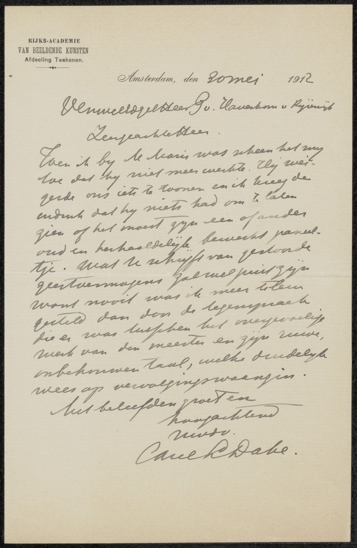 Brief aan Pieter Haverkorn van Rijsewijk by Carel Lodewijk Dake
